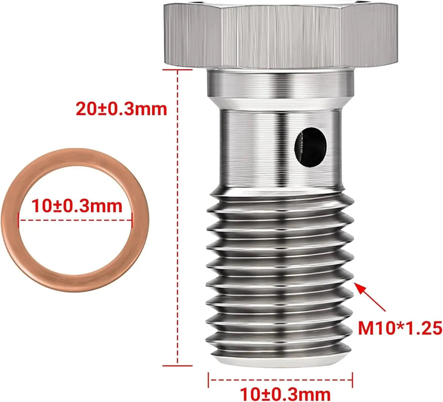 EVIL ENERGY Metric Stainless Steel Single Banjo Bolt Brake Fitting Adapter with Copper Washers - Image 6
