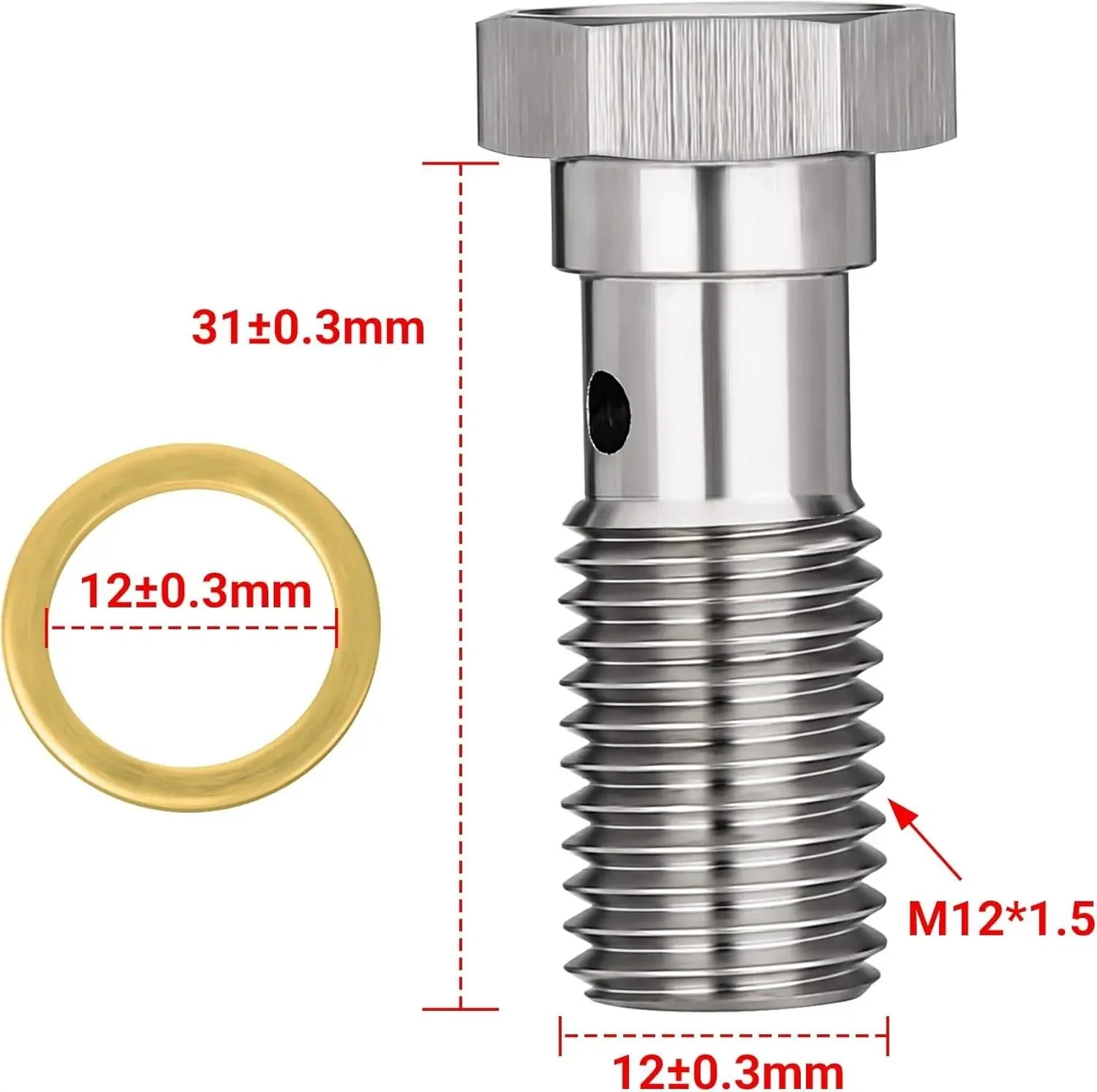 EVIL ENERGY Metric Stainless Steel Single Banjo Bolt Brake Fitting Adapter with Copper Washers - Image 7