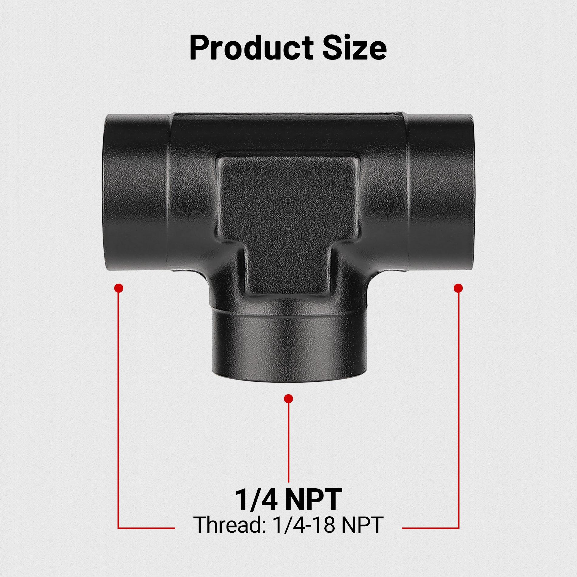 EVIL ENERGY NPT Female Tee Fitting Adapter T Union Aluminum Black - Image 3