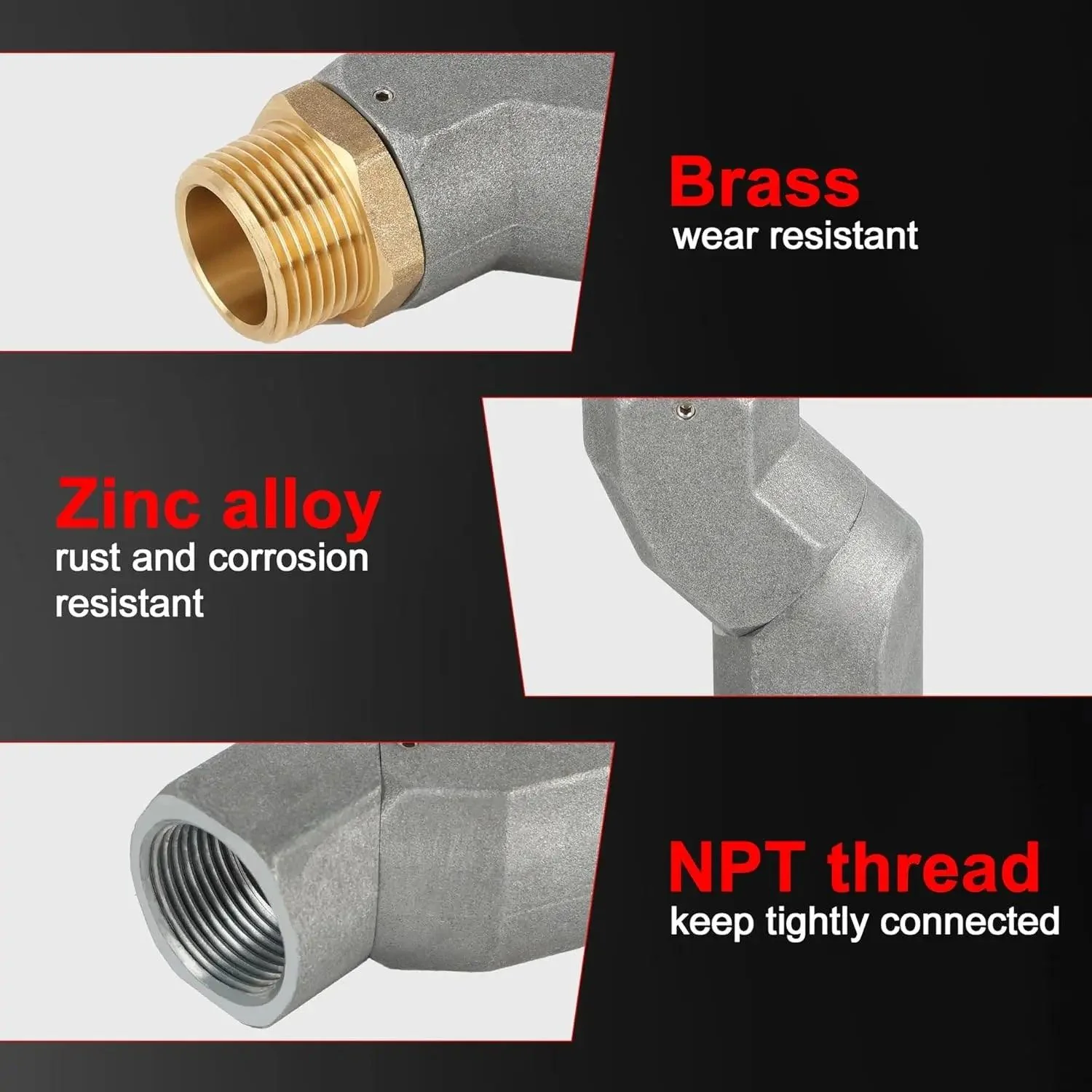 EVIL ENERGY NPT Fuel Transfer Hose Swivel 360 Rotating Connector for Fuel Nozzle Multi Plane Swivel - Image 4