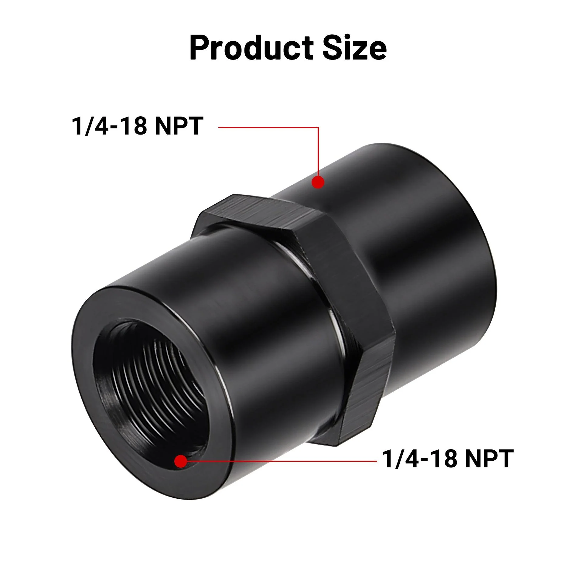 EVIL ENERGY NPT Female to NPT Female Fitting Adapter Straight Aluminum Black - Image 2