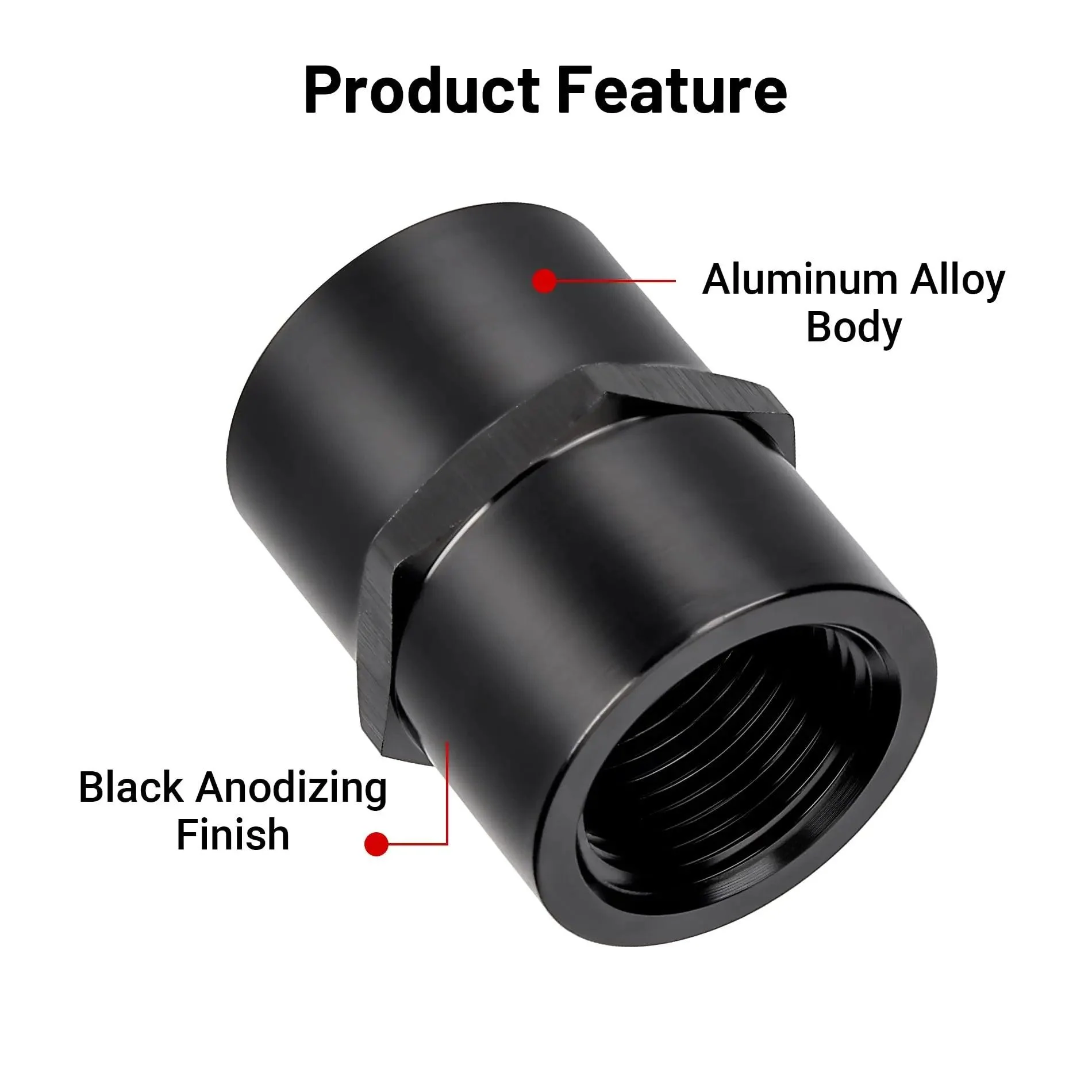 EVIL ENERGY NPT Female to NPT Female Fitting Adapter Straight Aluminum Black - Image 9