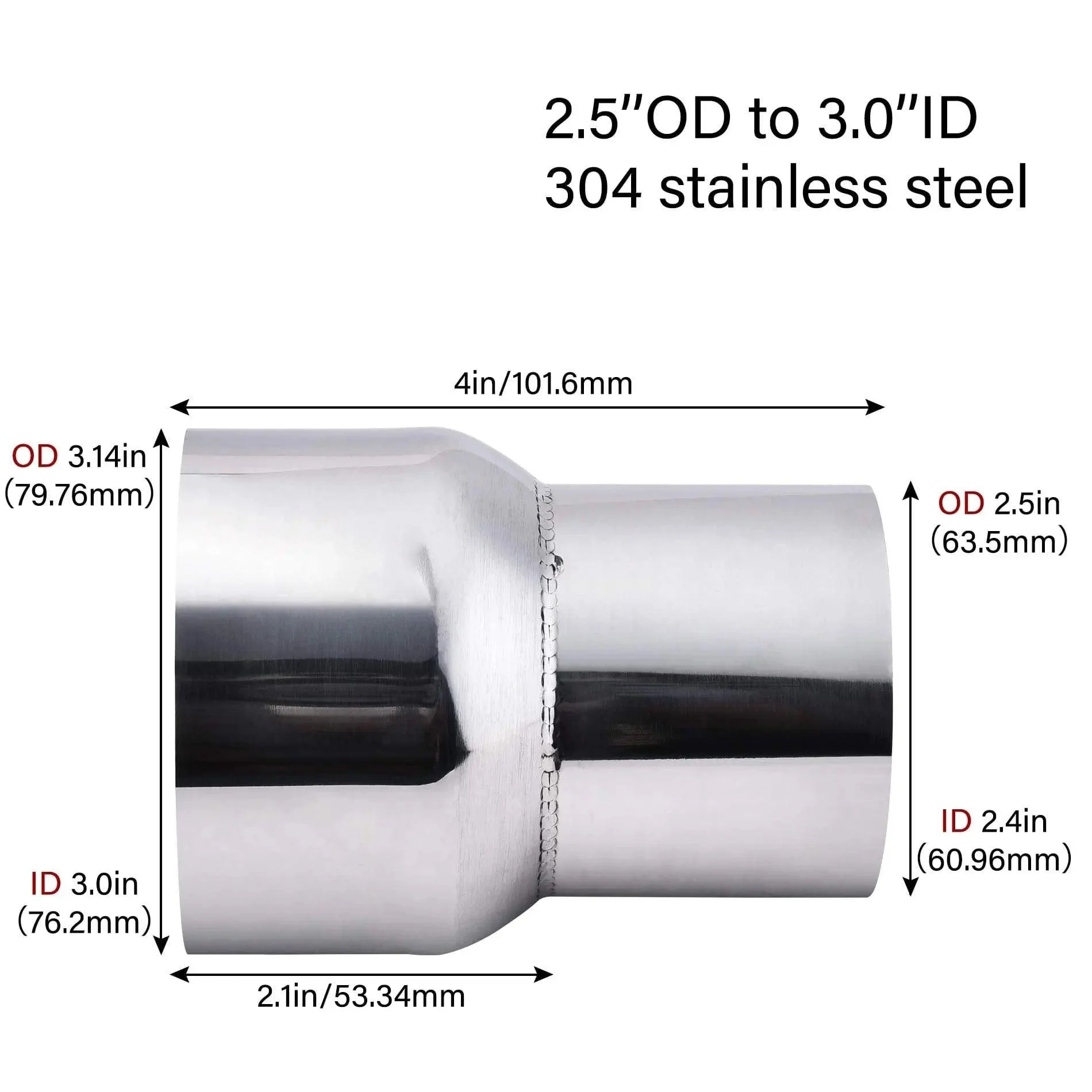 EVIL ENERGY Exhaust Pipe Reducer Adapter Stainless Steel - Image 10