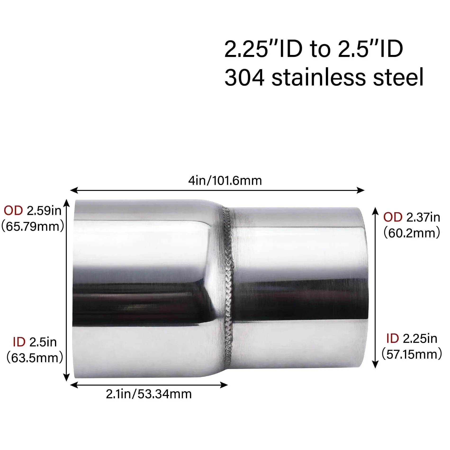 EVIL ENERGY Exhaust Pipe Reducer Adapter Stainless Steel - Image 7