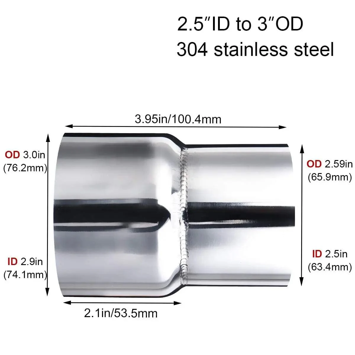 EVIL ENERGY Exhaust Pipe Reducer Adapter Stainless Steel - Image 9