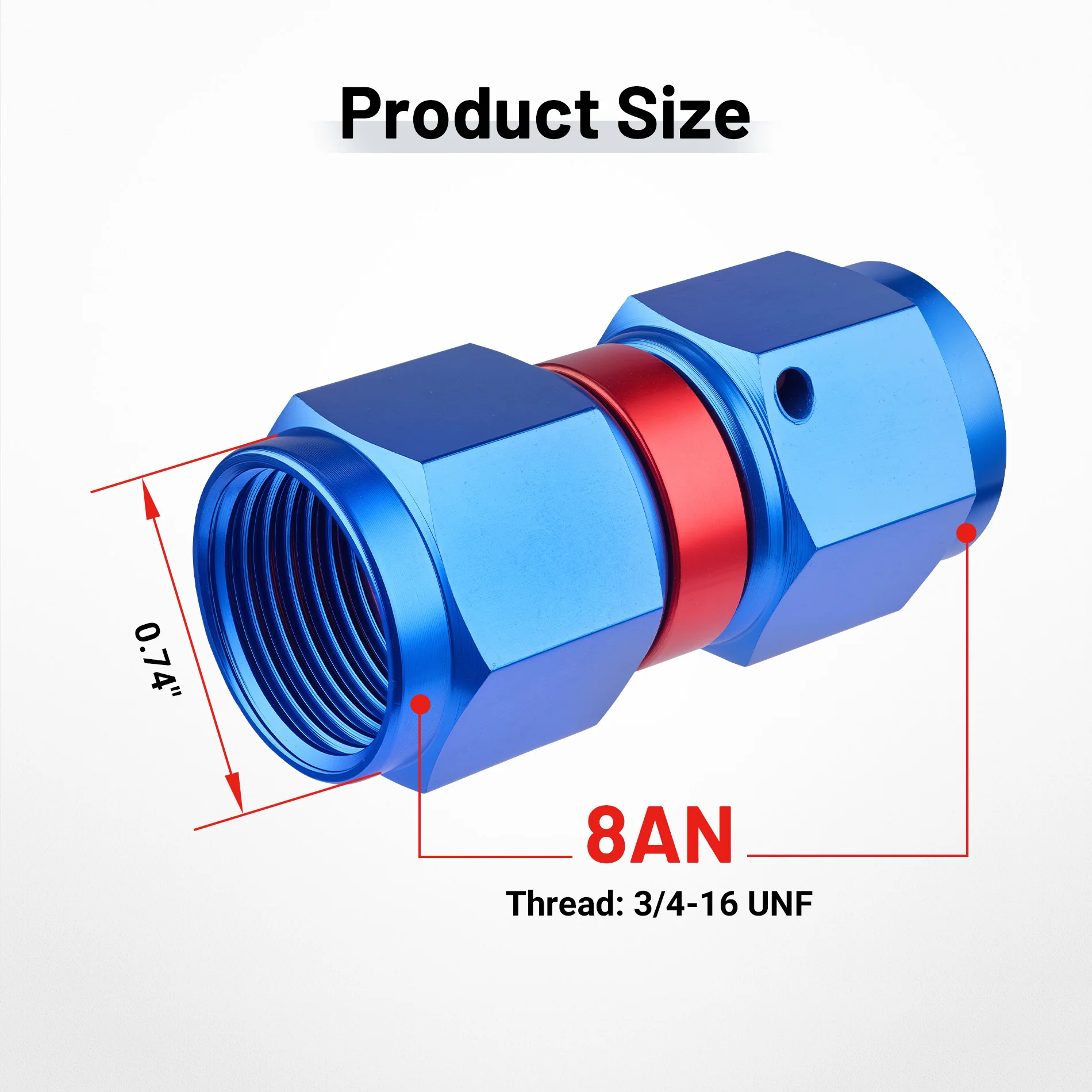 EVIL ENERGY 4/6/8/10AN Female To Female Straight/90 Degree Swivel Coupler Union Fitting Adapter Aluminum Red and Blue - Image 17
