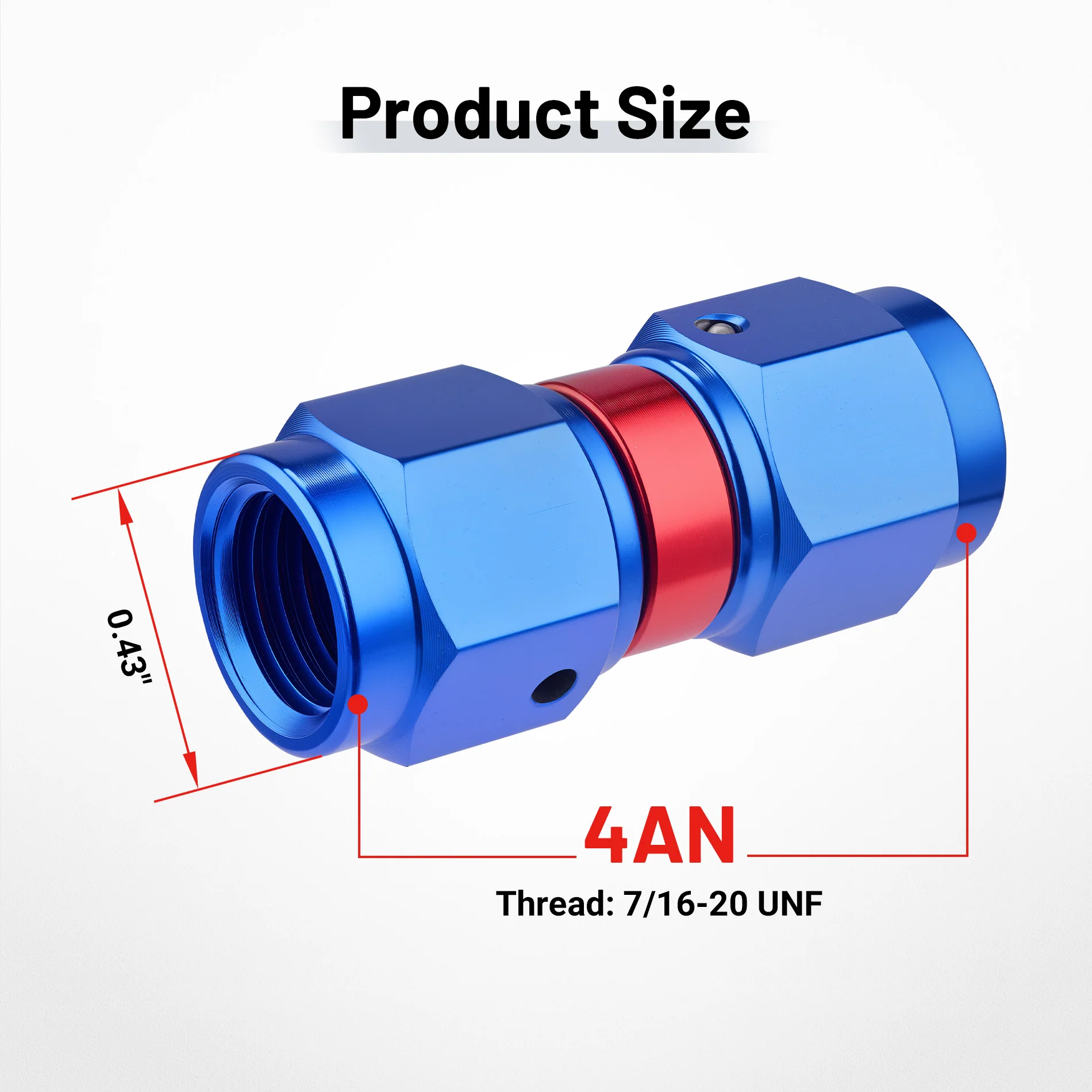 EVIL ENERGY 4/6/8/10AN Female To Female Straight/90 Degree Swivel Coupler Union Fitting Adapter Aluminum Red and Blue - Image 2