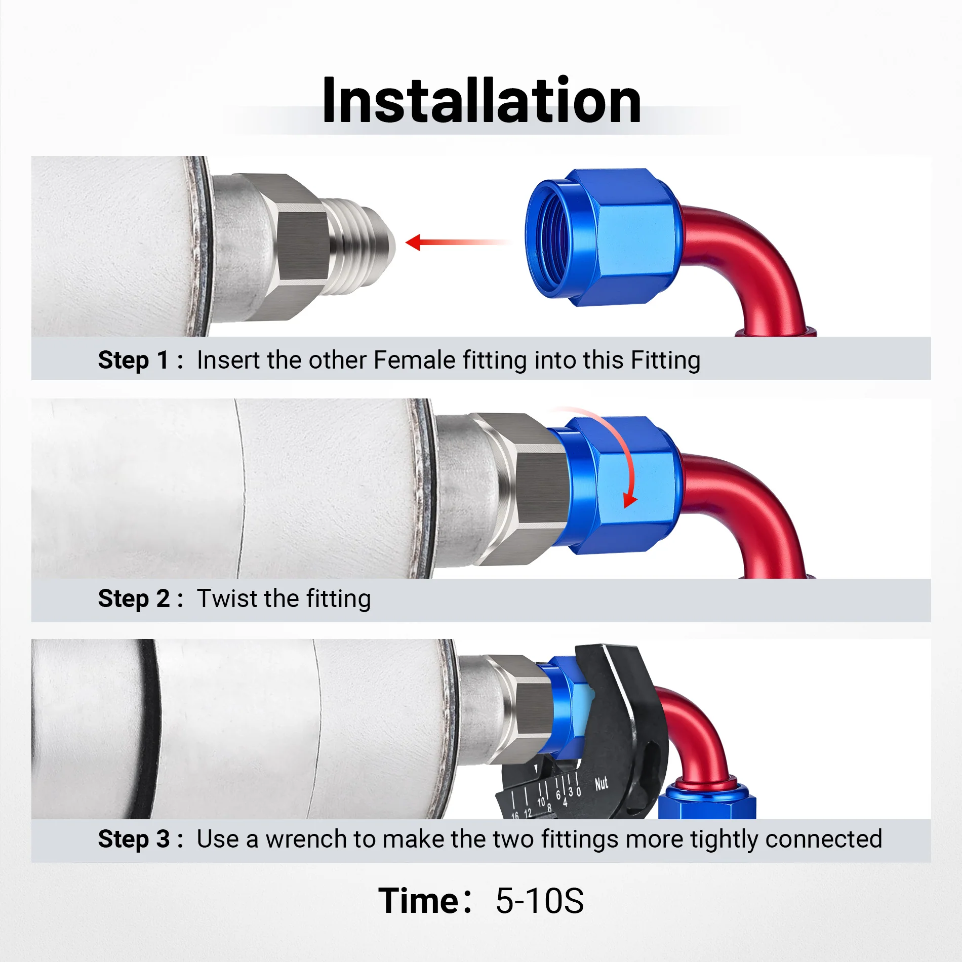 EVIL ENERGY 4/6/8/10AN Female To Female Straight/90 Degree Swivel Coupler Union Fitting Adapter Aluminum Red and Blue - Image 24