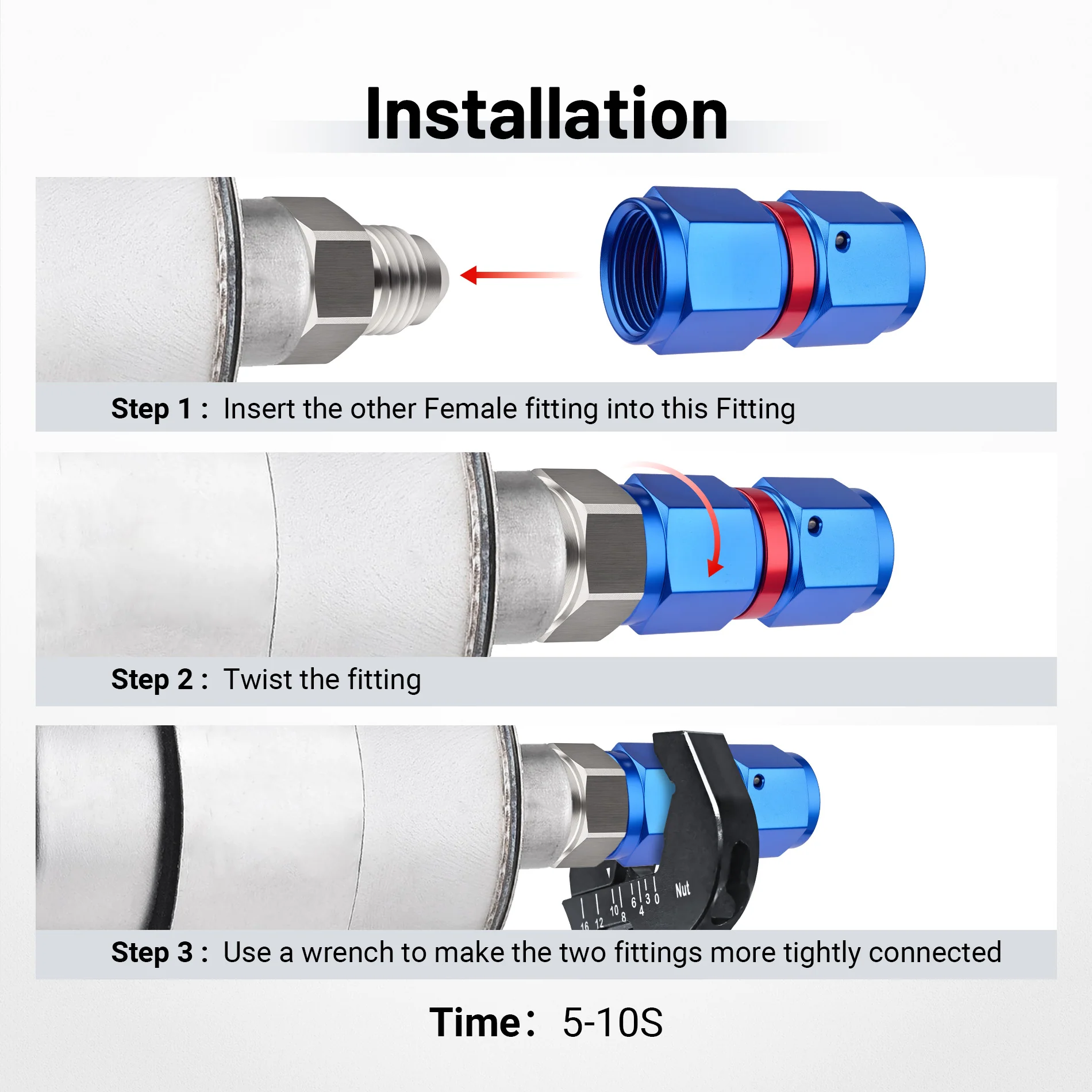 EVIL ENERGY 4/6/8/10AN Female To Female Straight/90 Degree Swivel Coupler Union Fitting Adapter Aluminum Red and Blue - Image 29