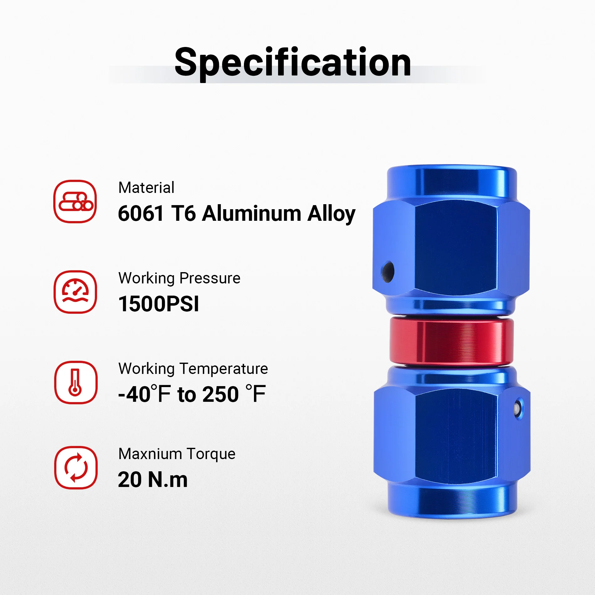 EVIL ENERGY 4/6/8/10AN Female To Female Straight/90 Degree Swivel Coupler Union Fitting Adapter Aluminum Red and Blue - Image 3