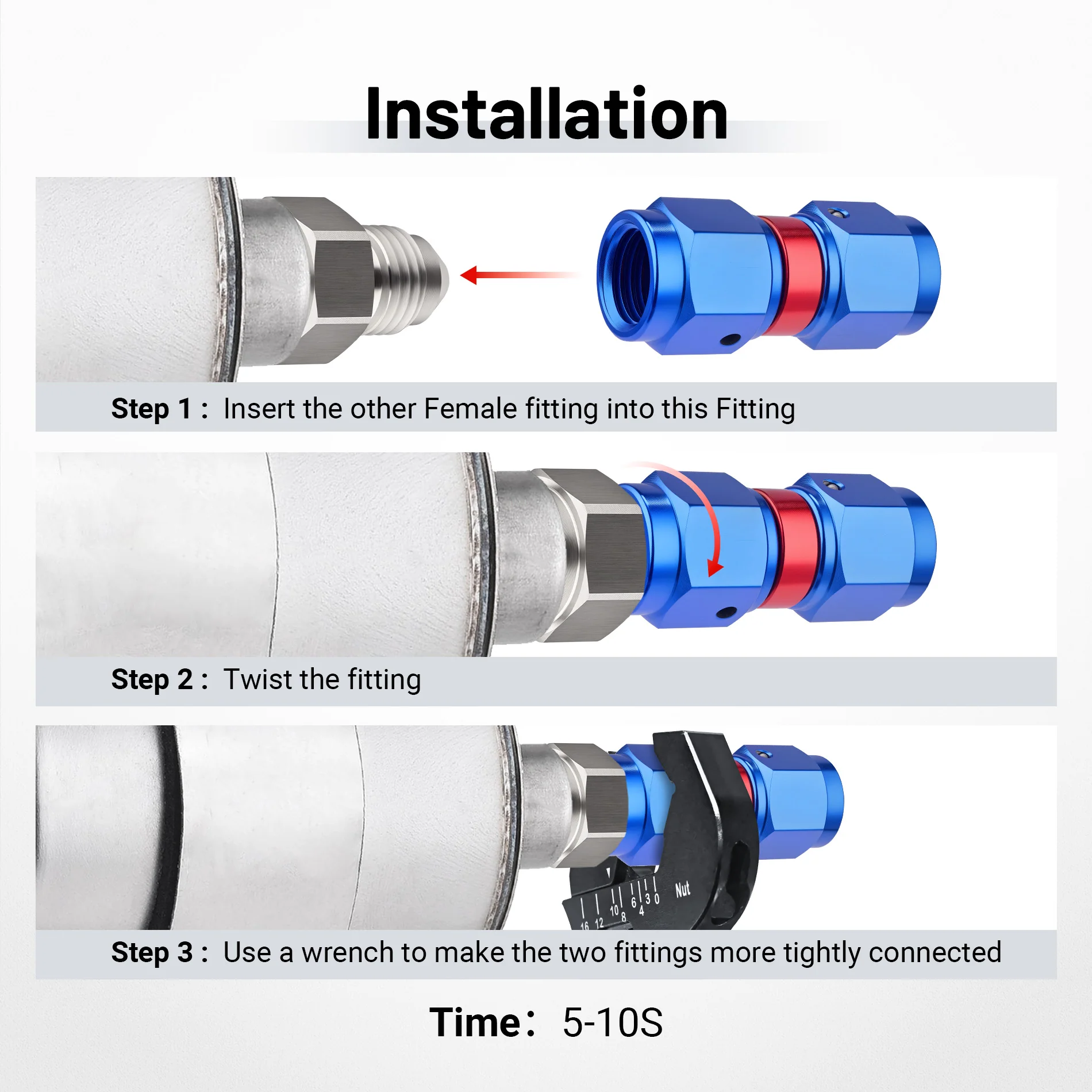 EVIL ENERGY 4/6/8/10AN Female To Female Straight/90 Degree Swivel Coupler Union Fitting Adapter Aluminum Red and Blue - Image 4