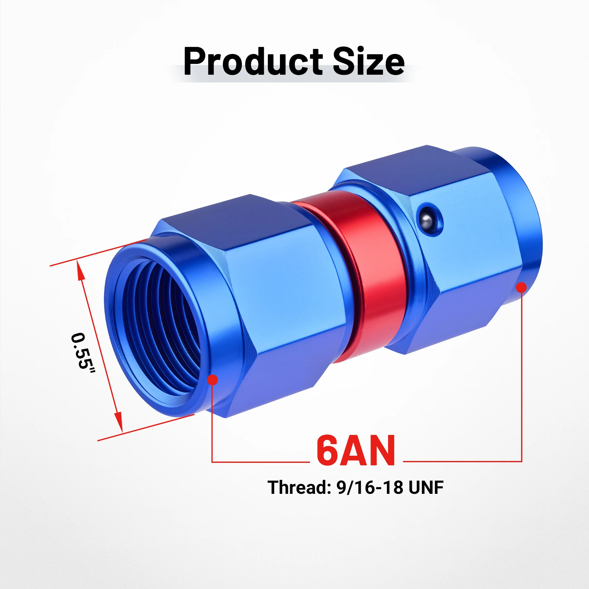 EVIL ENERGY 4/6/8/10AN Female To Female Straight/90 Degree Swivel Coupler Union Fitting Adapter Aluminum Red and Blue - Image 7