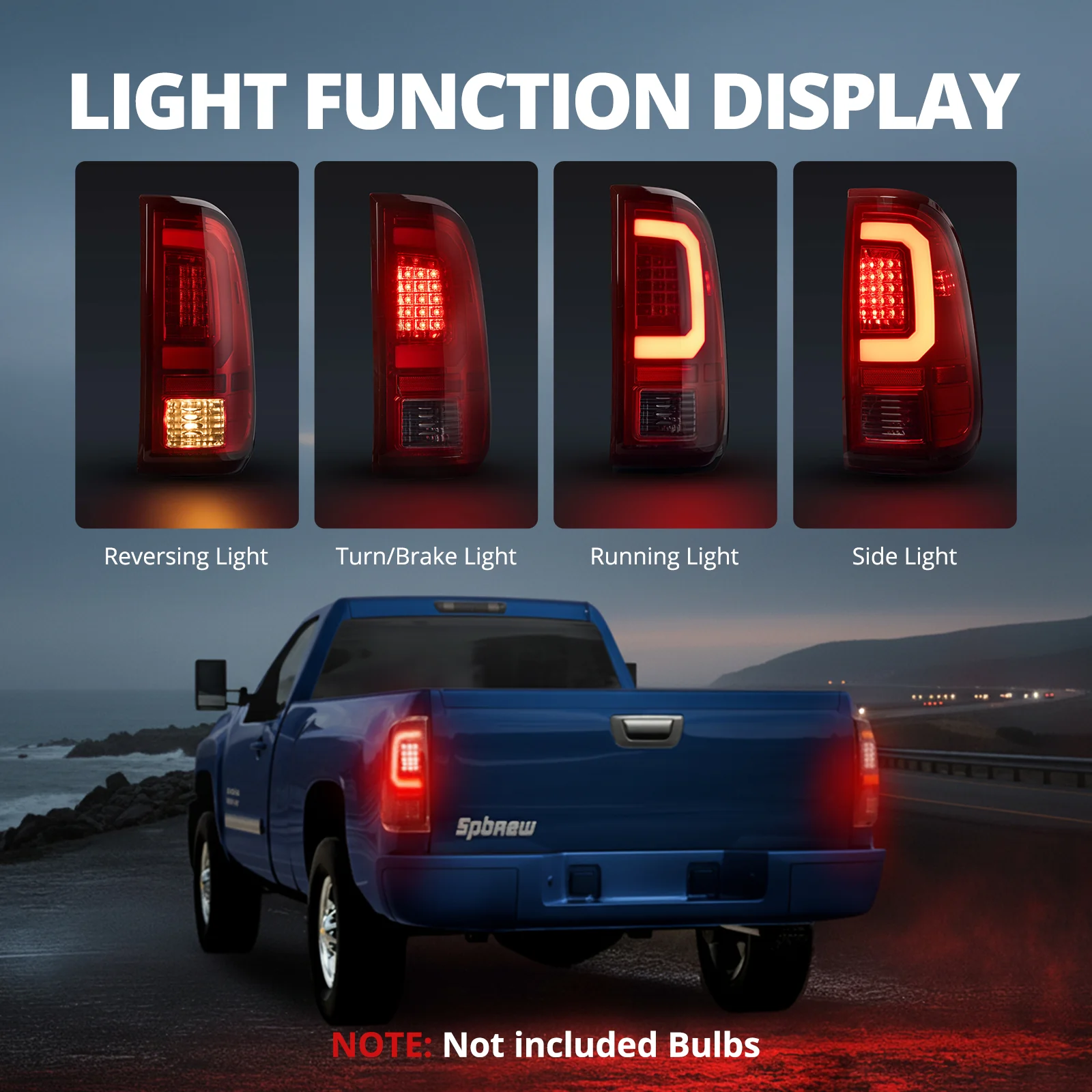 EVIL ENERGY Fit 2008 - 2016 Ford F250 F350 F450 SD Super Duty Shape LED Red Tail Light - Image 3