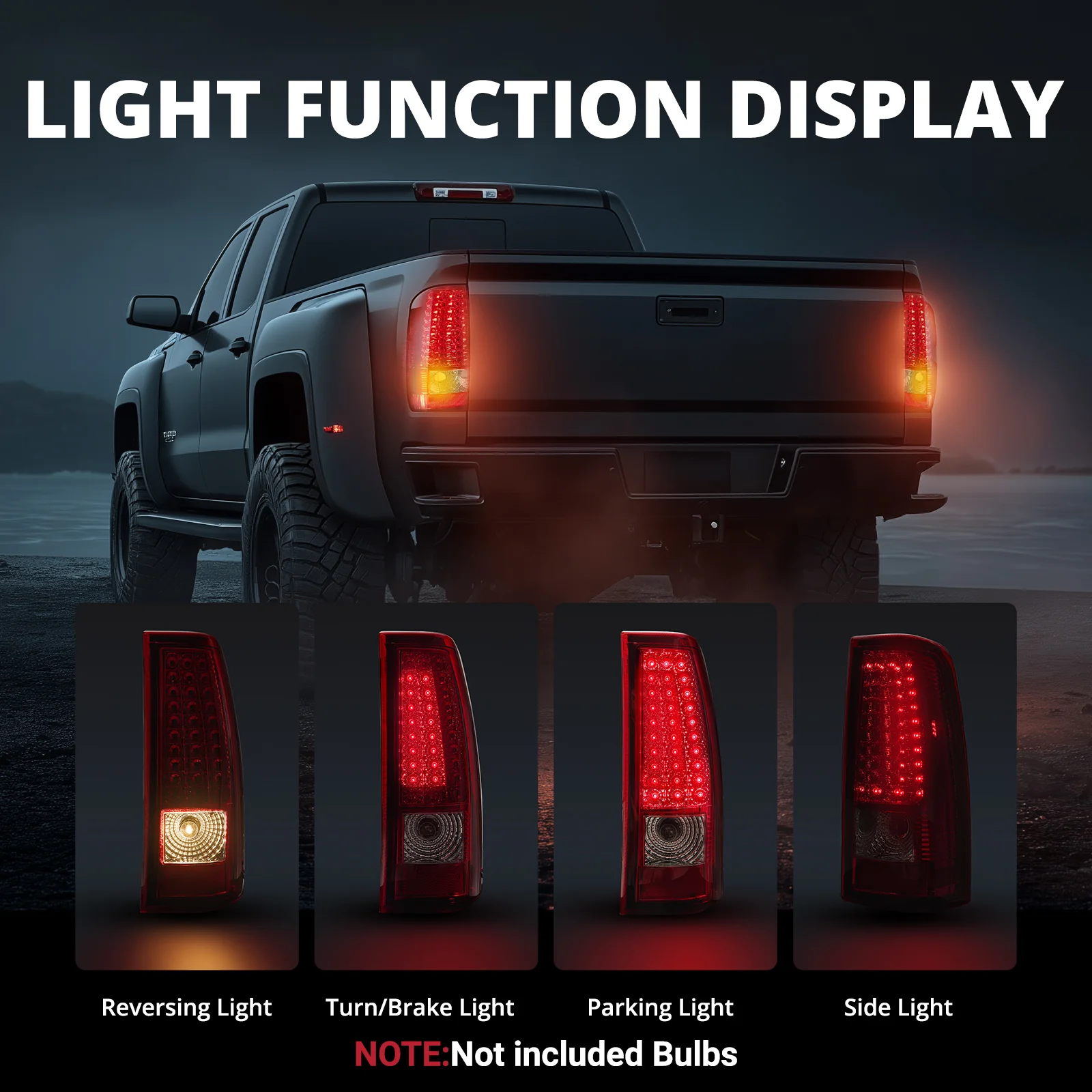 EVIL ENERGY Fit For 1999-2002 Silverado Tail Lights, 1999-2007 GMC Sierra Classic Truck Tail Light Assembly - Red 1 Pair - Image 4
