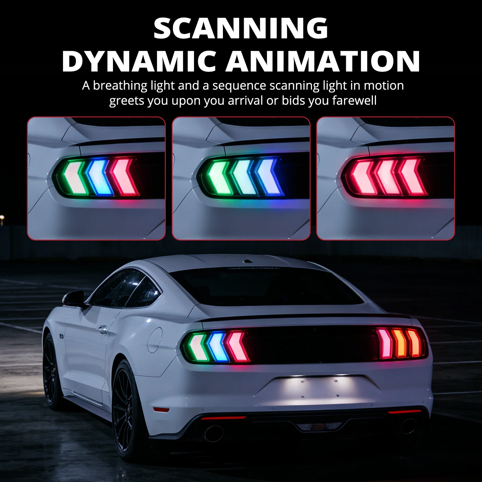 EVIL ENERGY Fit For 2015-2023 Ford Mustang RGB LED Tail Light Assembly, Sequential Start-up Animation DRL Turn Signals Rear Lamp Set, 2 PCS (Driver and Passenger Side) - Image 7