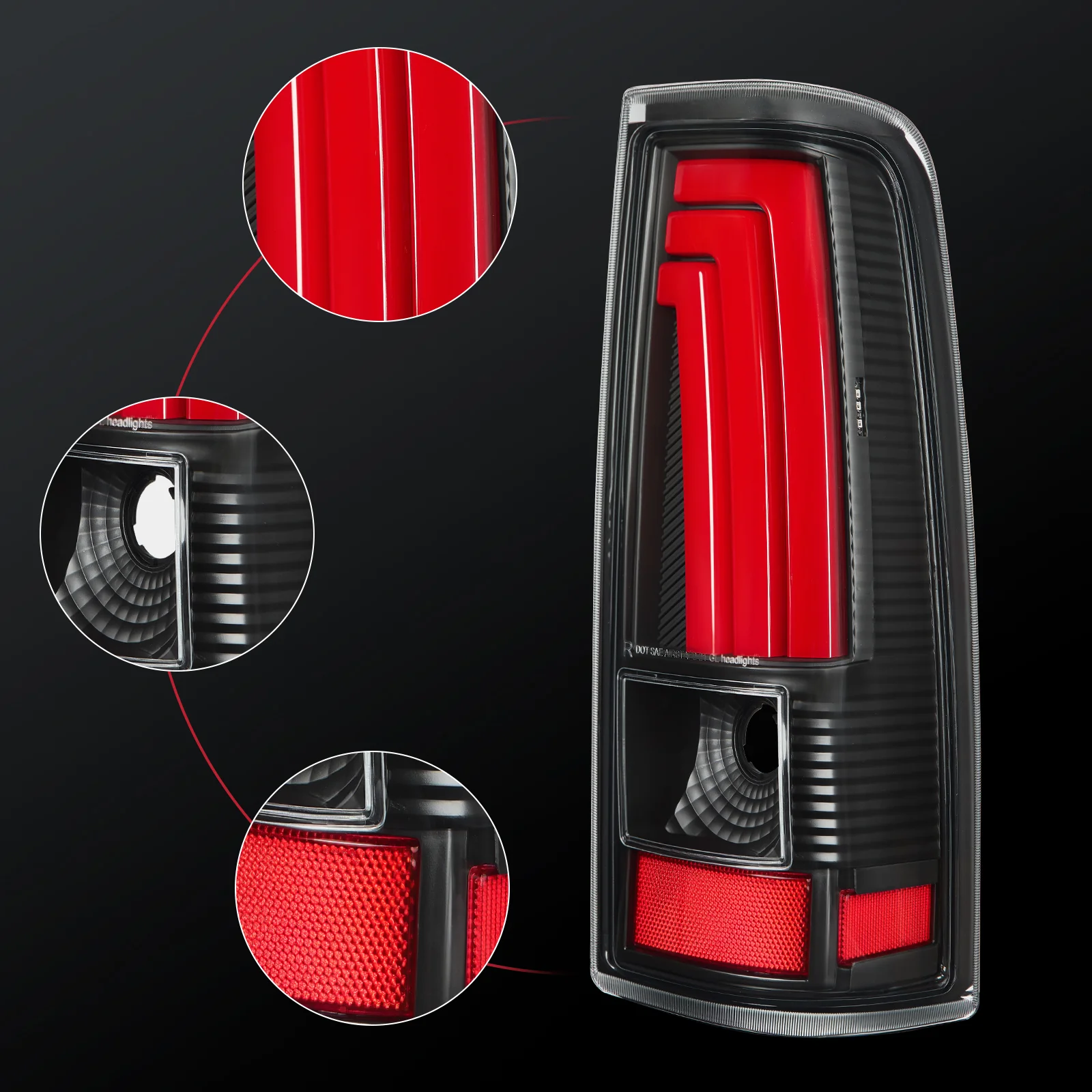EVIL ENERGY Fit For Chevy Silverado 1999 2000 2001 2002, 1999-2007 GMC Sierra Classic LED Tail Lights Assembly, Smoked Tail Lights Truck Rear Lamp Black&Red 1 Pair - Image 7