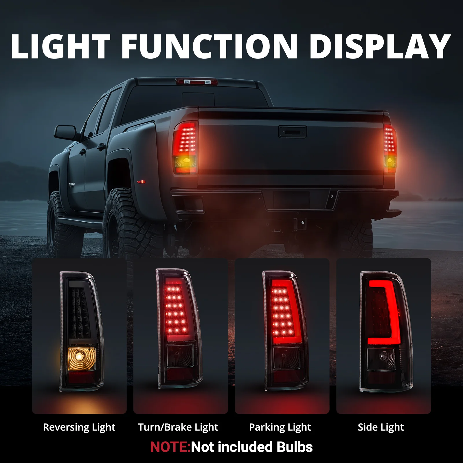 EVIL ENERGY Fit For Chevy Silverado 1999 2000 2001 2002, 1999-2007 GMC Sierra Classic LED Tail Lights Assembly, Smoked Tail Lights Truck Rear Lamp Black 1 Pair - Image 4