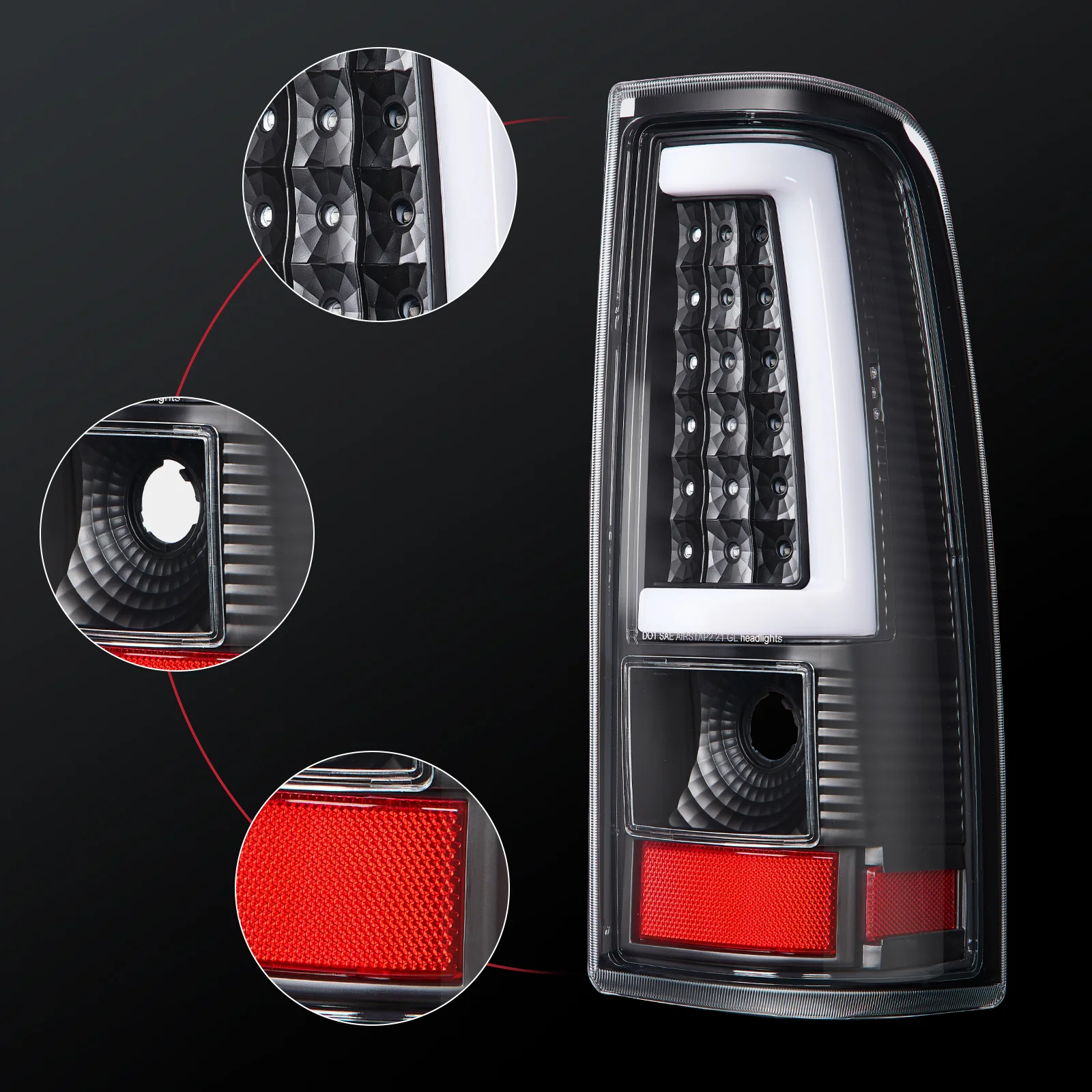EVIL ENERGY Fit For Chevy Silverado 1999 2000 2001 2002, 1999-2007 GMC Sierra Classic LED Tail Lights Assembly, Smoked Tail Lights Truck Rear Lamp Black 1 Pair - Image 7