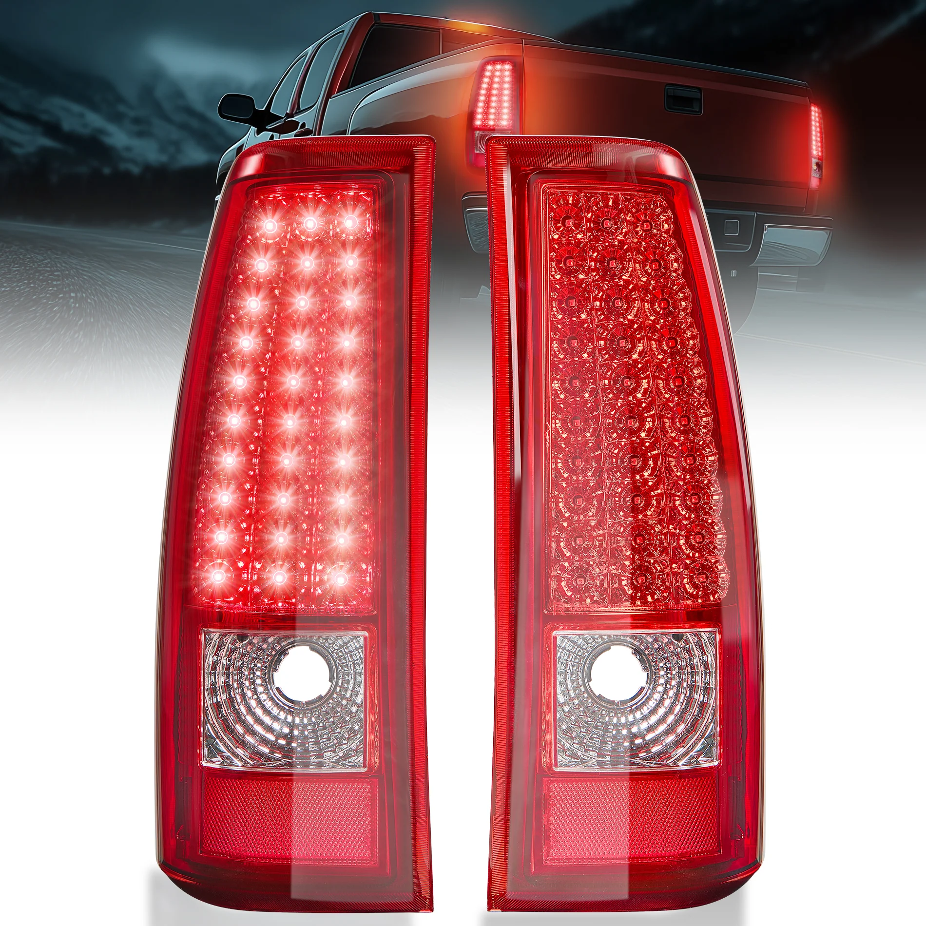 EVIL ENERGY Fit For Chevy Silverado 2003 2004 2005 2006 LED Tail Lights Assembly, Smoked Tail Lights Truck Rear Lamp Red 1 Pair - Image 2