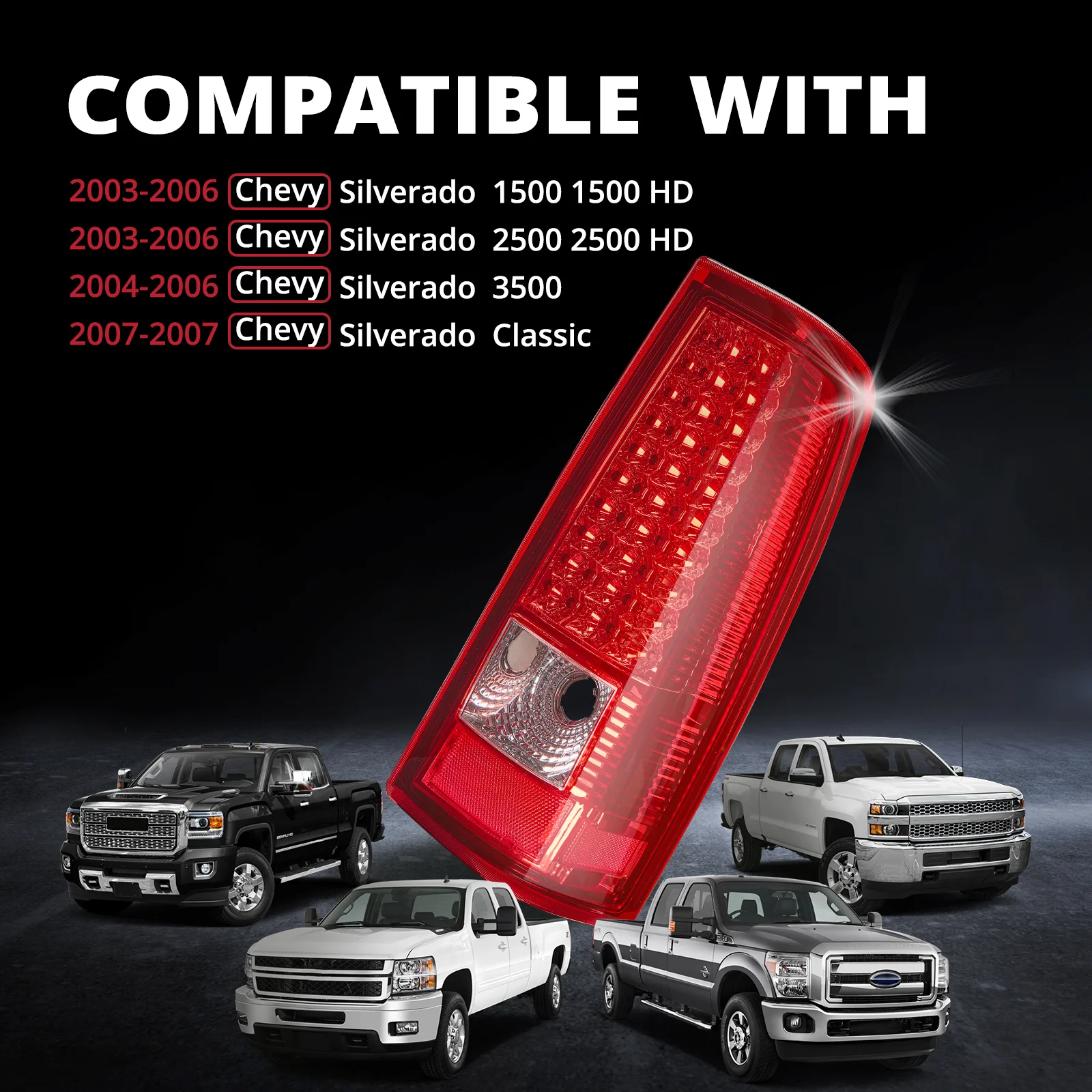 EVIL ENERGY Fit For Chevy Silverado 2003 2004 2005 2006 LED Tail Lights Assembly, Smoked Tail Lights Truck Rear Lamp Red 1 Pair - Image 3