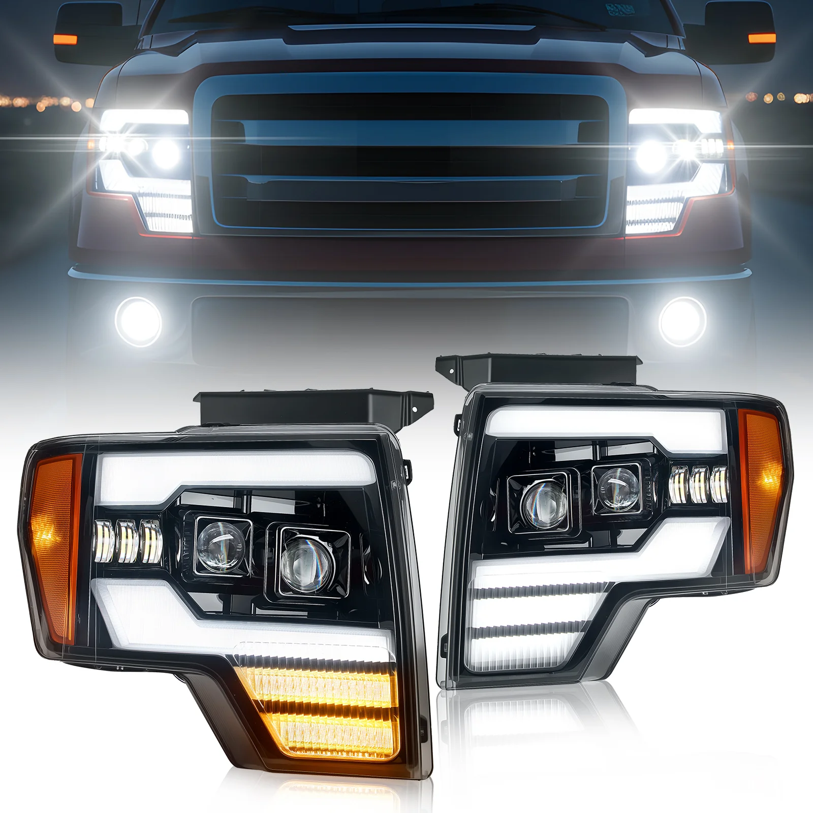 EVIL ENERGY Fit for Ford F150 2009-2014 LED Headlight Assembly, 1000% Bright with 5 Light Modes & Perfect Beam Pattern, IP67 Waterproof & Plug-N-Play, For Factory Halogen Headlights & 3 Pin Plug Only - Image 3