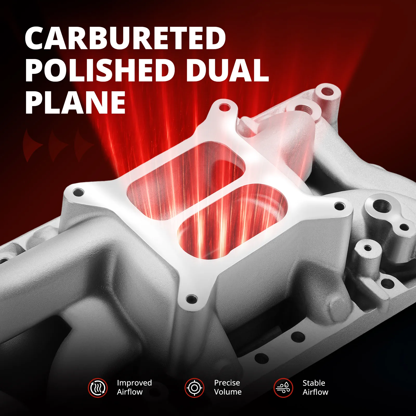 EVIL ENERGY Ford Small Block Polished Dual Plane Air Gap Intake Manifold - Image 4