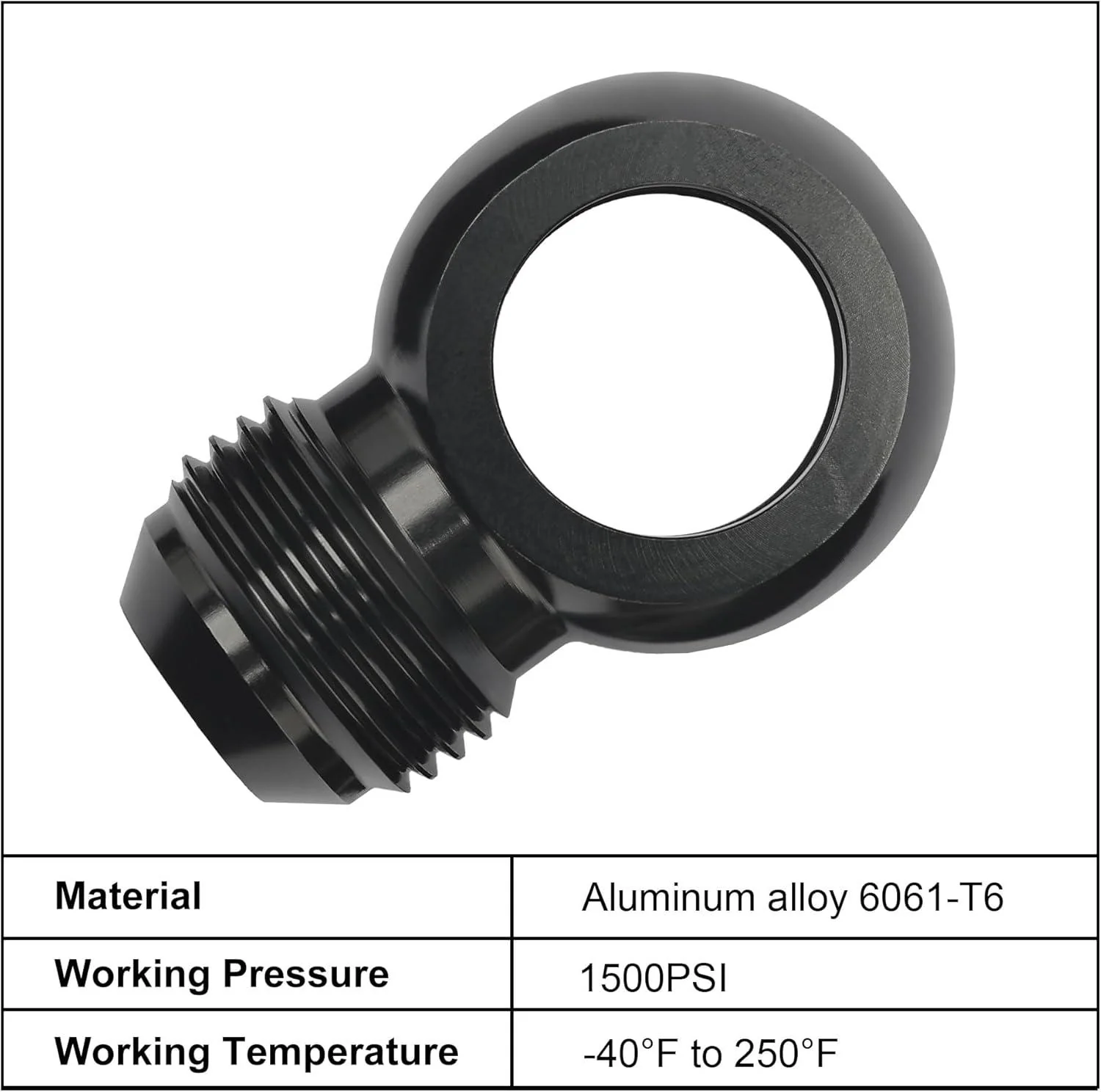 EVIL ENERGY Fuel Banjo Fitting Banjo Hole to AN Male Flare Adapter Fitting Aluminum Black - Image 3