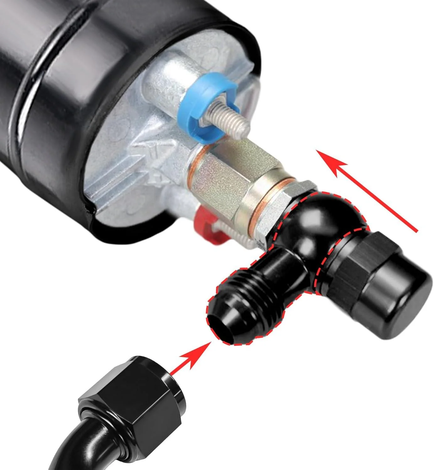 EVIL ENERGY Fuel Banjo Fitting Banjo Hole to AN Male Flare Adapter Fitting Aluminum Black - Image 5