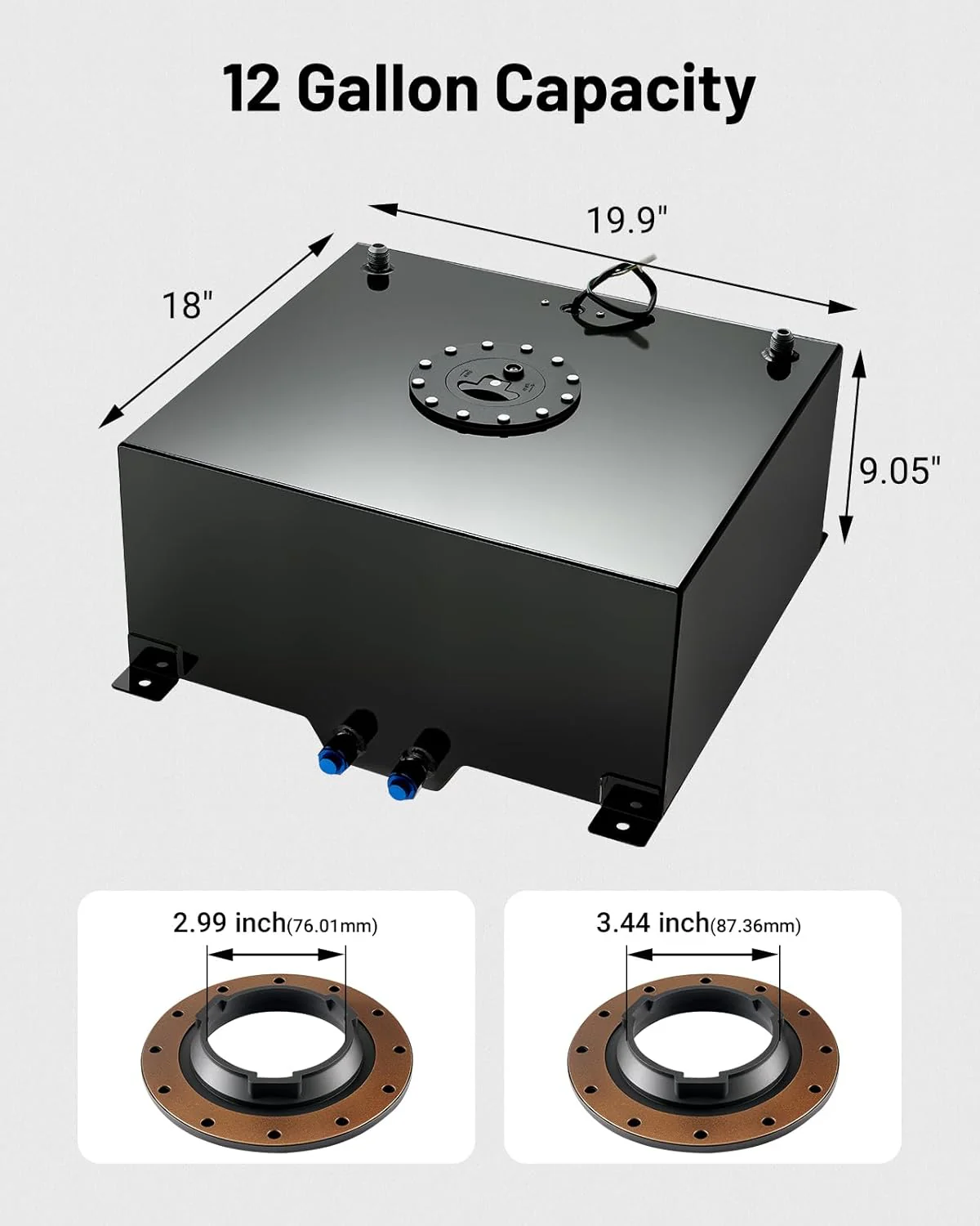 EVIL ENERGY Fuel Cell Gas Tank with Level Sender Black Street Drift Aluminum（1/2.5/5/8/10/12/15/20 Gallon ） - Image 12