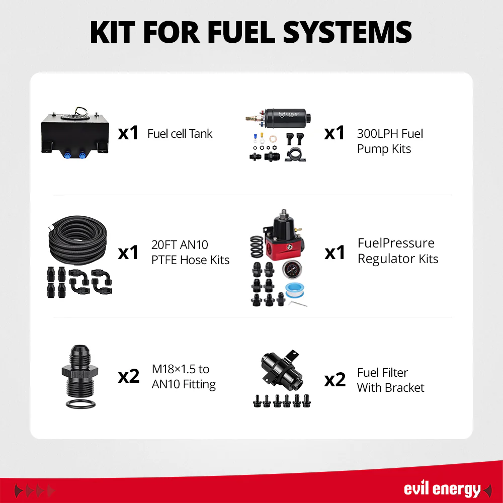 EVIL ENERGY 15Gal Fuel Cell Master Kit , 300LPH Pump & 20 FT PTFE Lines - High-Performance Racing Upgrade - Image 24