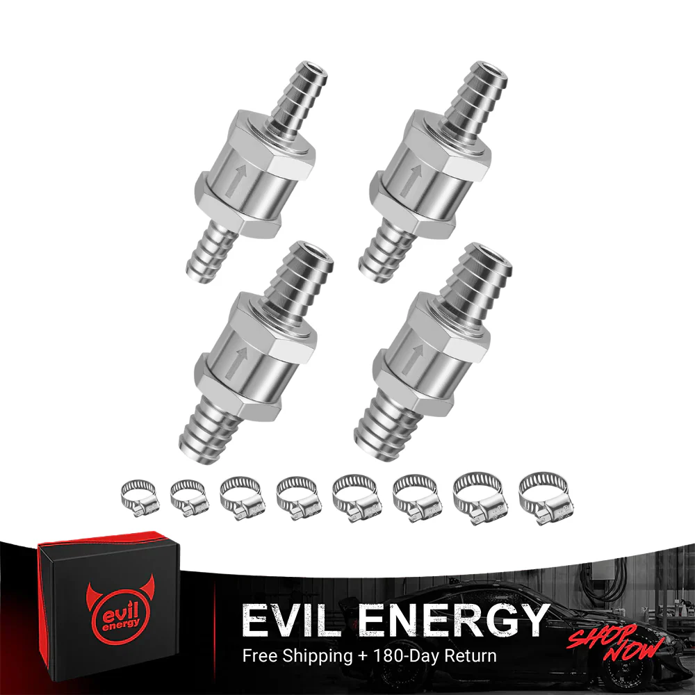 EVIL ENERGY Fuel Check Valve Set 1/4–1/2 inch | One Way Aluminum Fuel Line Valves for Carb & Low-Pressure Systems - Image 2