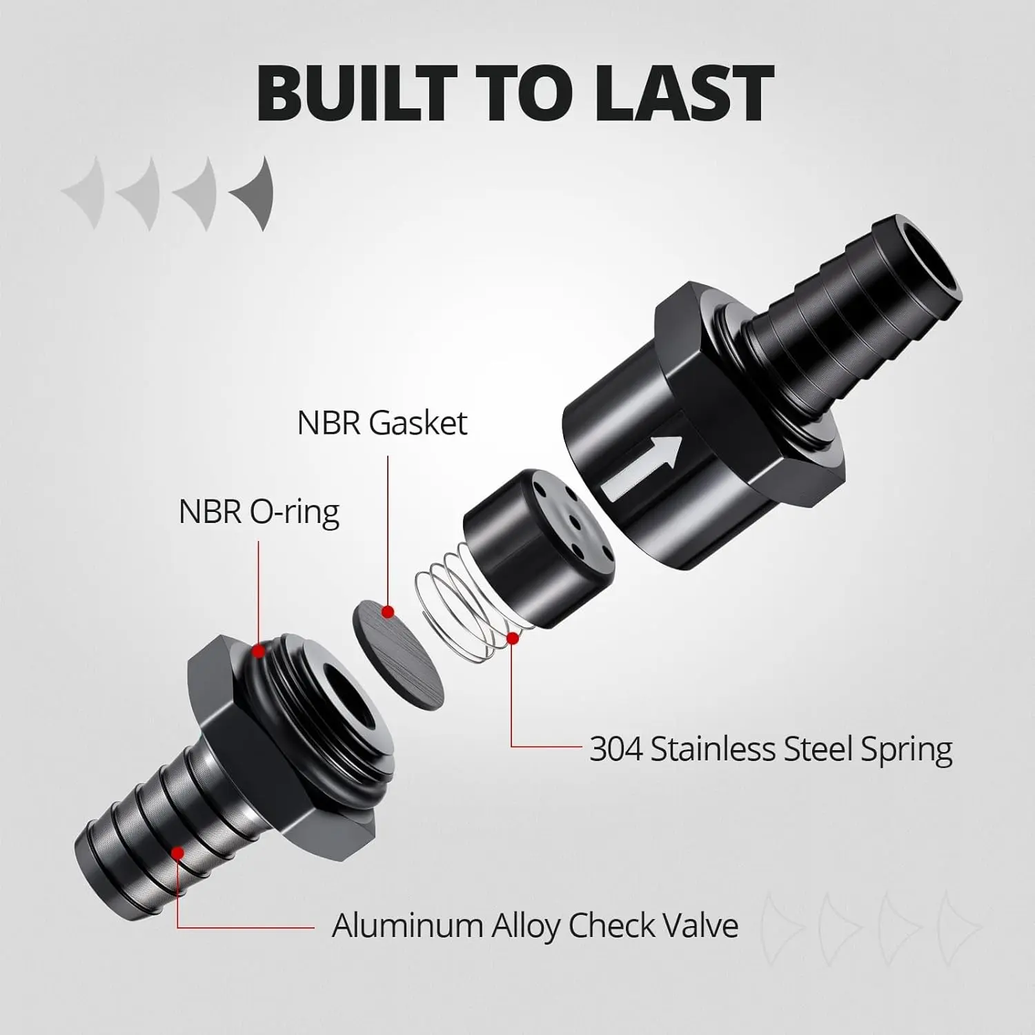 EVIL ENERGY Fuel Check Valve Set 1/4–1/2 inch | One Way Aluminum Fuel Line Valves for Carb & Low-Pressure Systems - Image 4