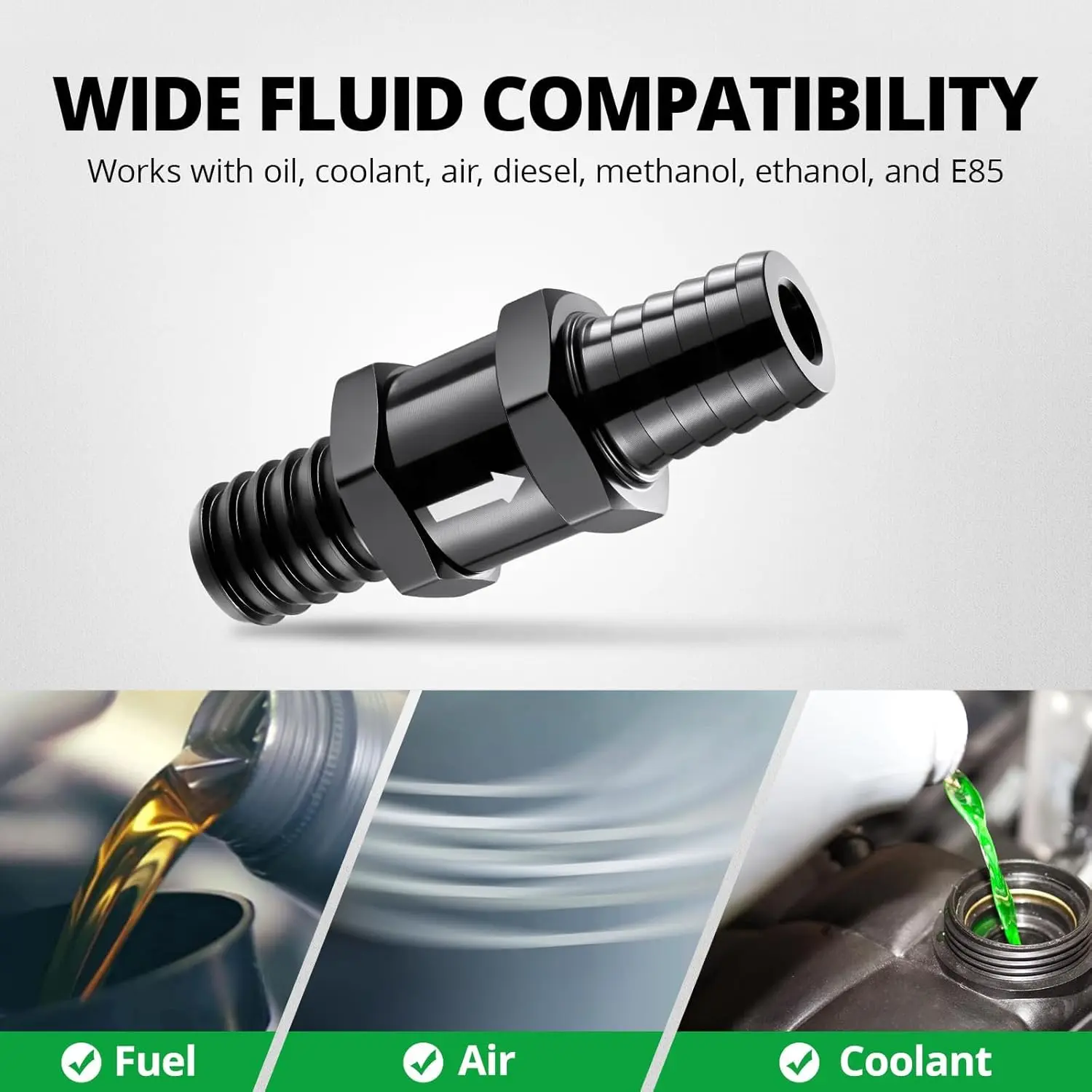 EVIL ENERGY Fuel Check Valve Set 1/4–1/2 inch | One Way Aluminum Fuel Line Valves for Carb & Low-Pressure Systems - Image 6