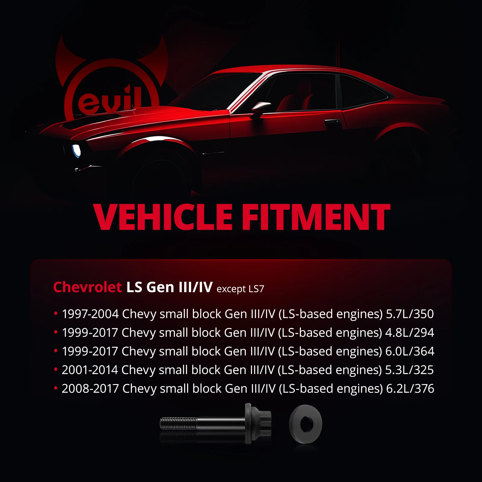 EVIL ENERGY 42CrMo Harmonic Balancer Bolt Kit 220K PSI Compatible with 1997-2017 Chevy LS 4.8L-6.2L Engines - Image 7