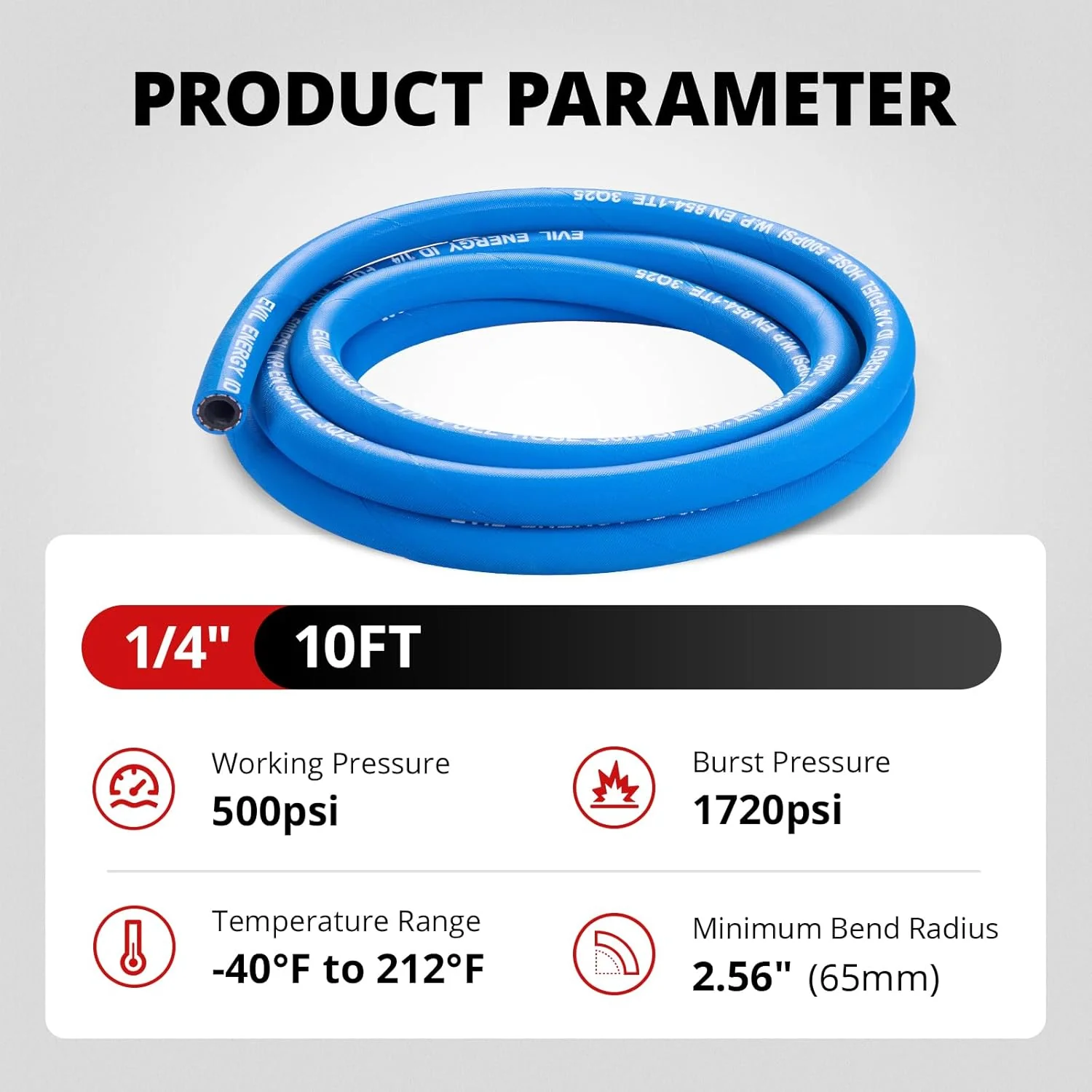 EVIL ENERGY High Pressure Fuel Line Hose 5/10/15FT NBR Rubber EN854-1TE 500PSI for Fuel Systems Blue - Image 5