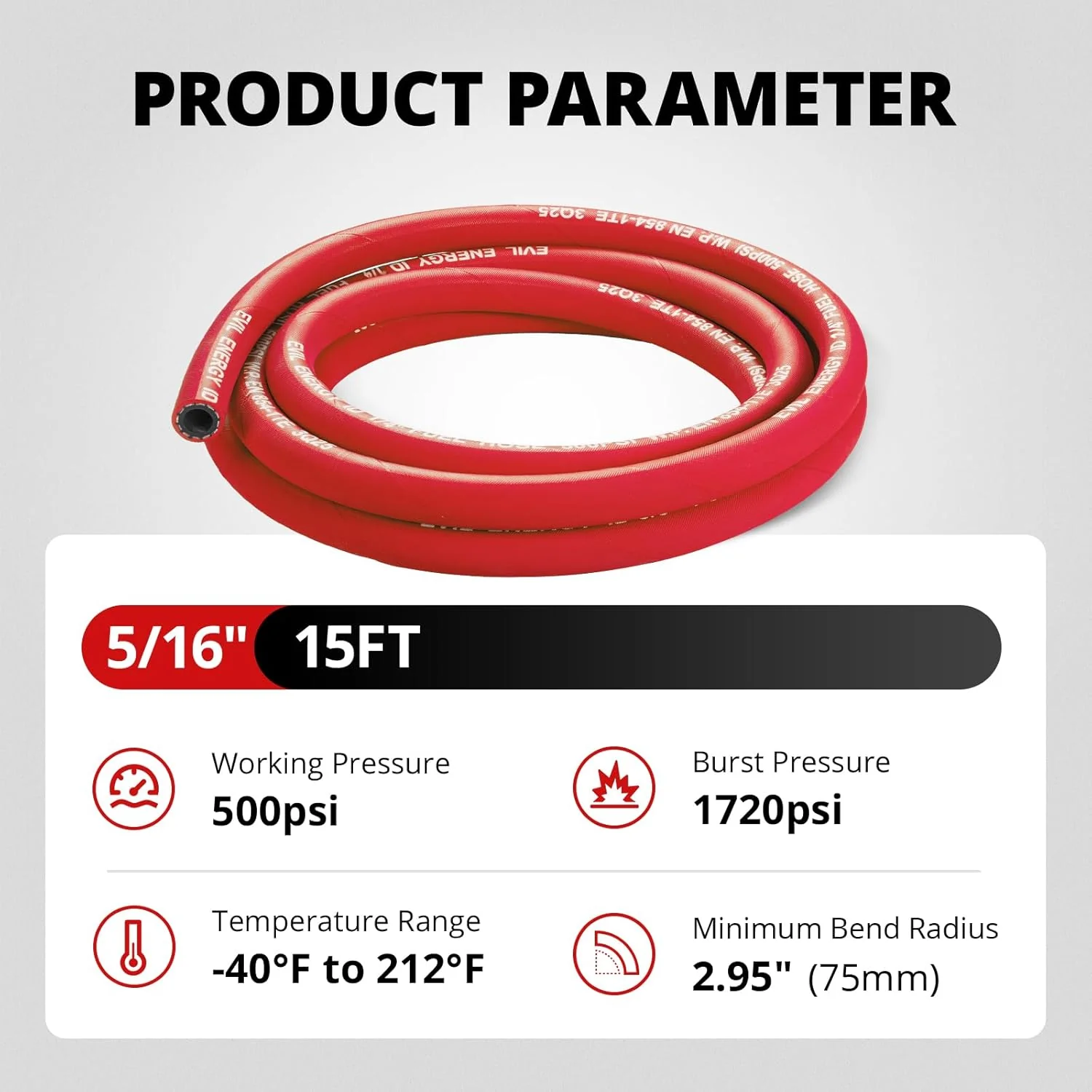 EVIL ENERGY High Pressure Fuel Line Hose 5/10/15FT NBR Rubber EN854-1TE 500PSI for Fuel Systems Red - Image 17