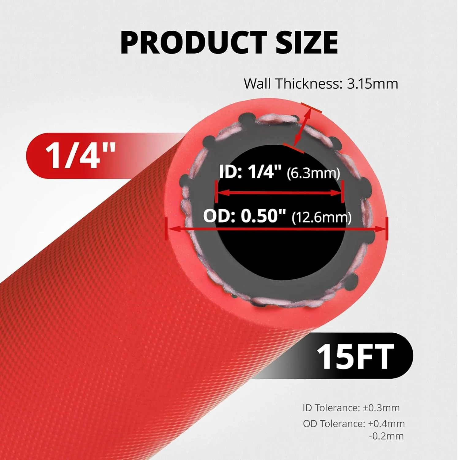 EVIL ENERGY High Pressure Fuel Line Hose 5/10/15FT NBR Rubber EN854-1TE 500PSI for Fuel Systems Red - Image 3