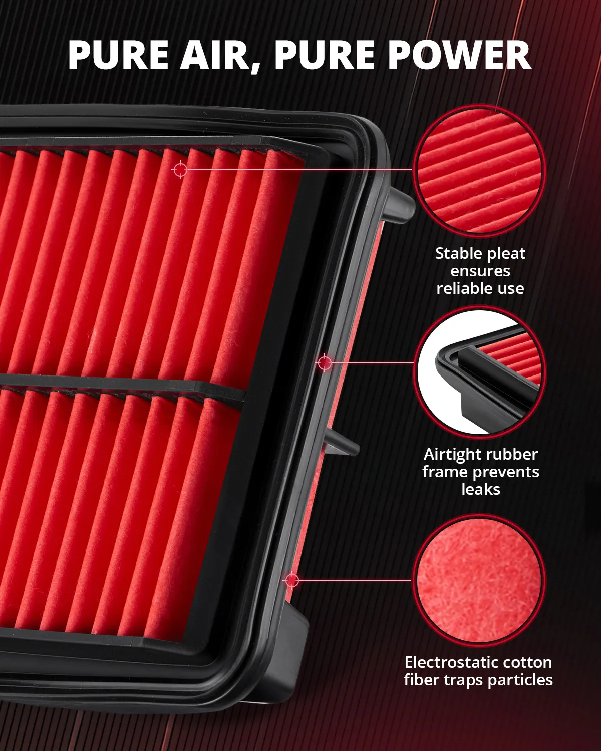 EVIL ENERGY Engine Air Filter, Compatible with Honda 2016-2025 Pilot/Odyssey/Ridgeline/Passport, Acura 2016-2025 TLX/MDX Hybrid, Replace CA12061 - Image 3