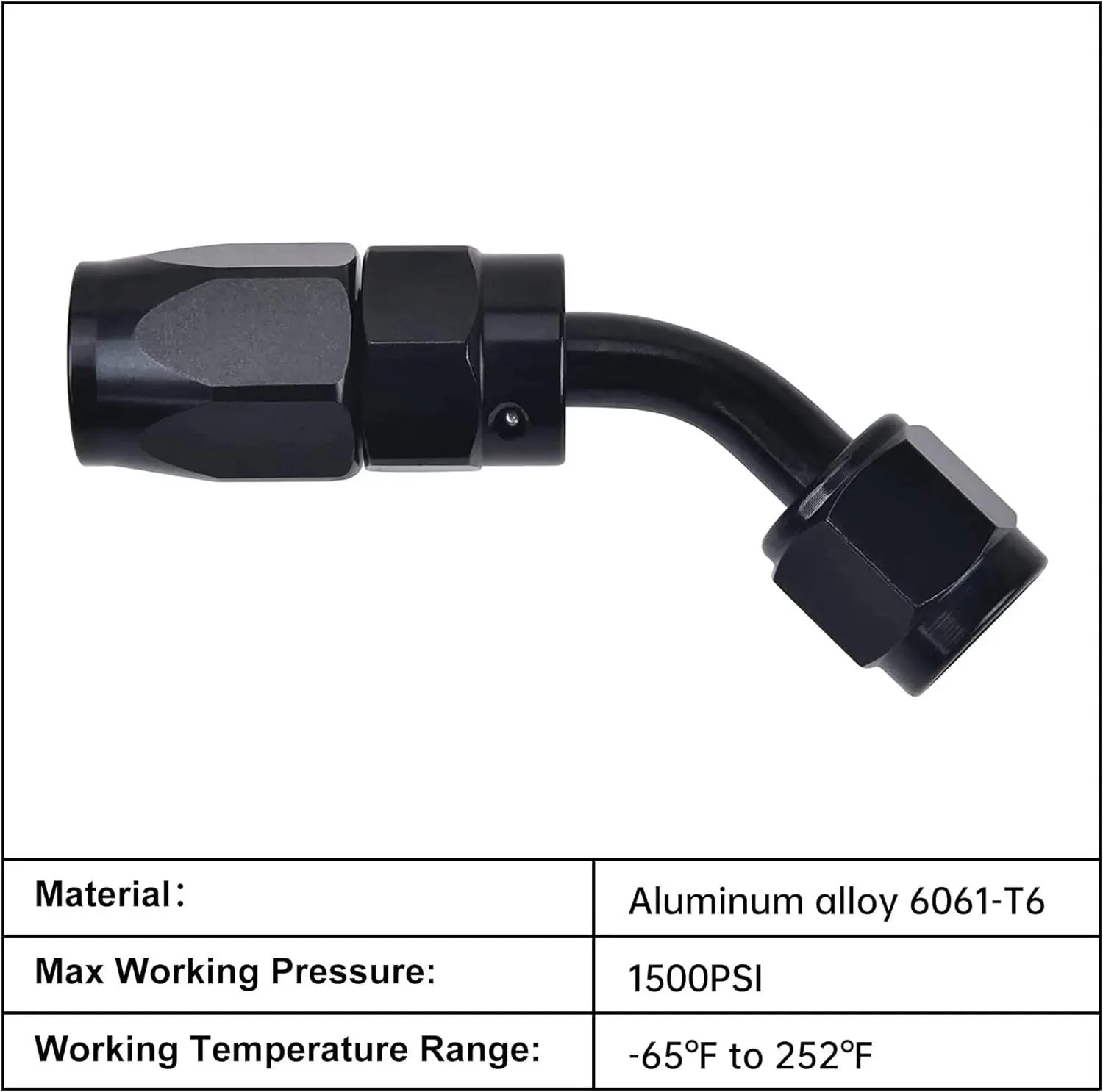 EVIL ENERGY AN Hose End Fitting 45 Degree Swivel Aluminum Black (4/6/8/10/12/16/20AN) - Image 4