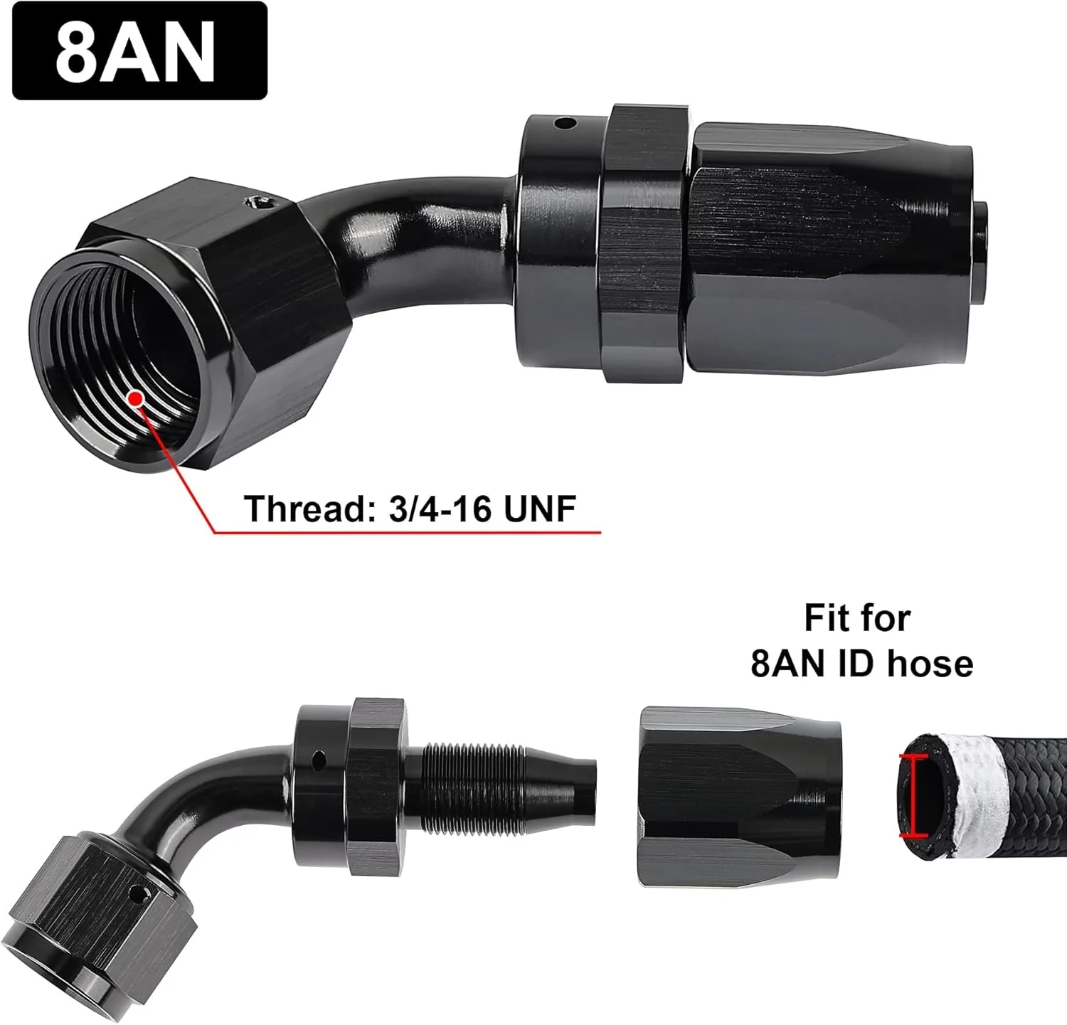 EVIL ENERGY AN Hose End Fitting Straight Swivel Aluminum Black (4/6/8/10/12/16/20AN) - Image 35