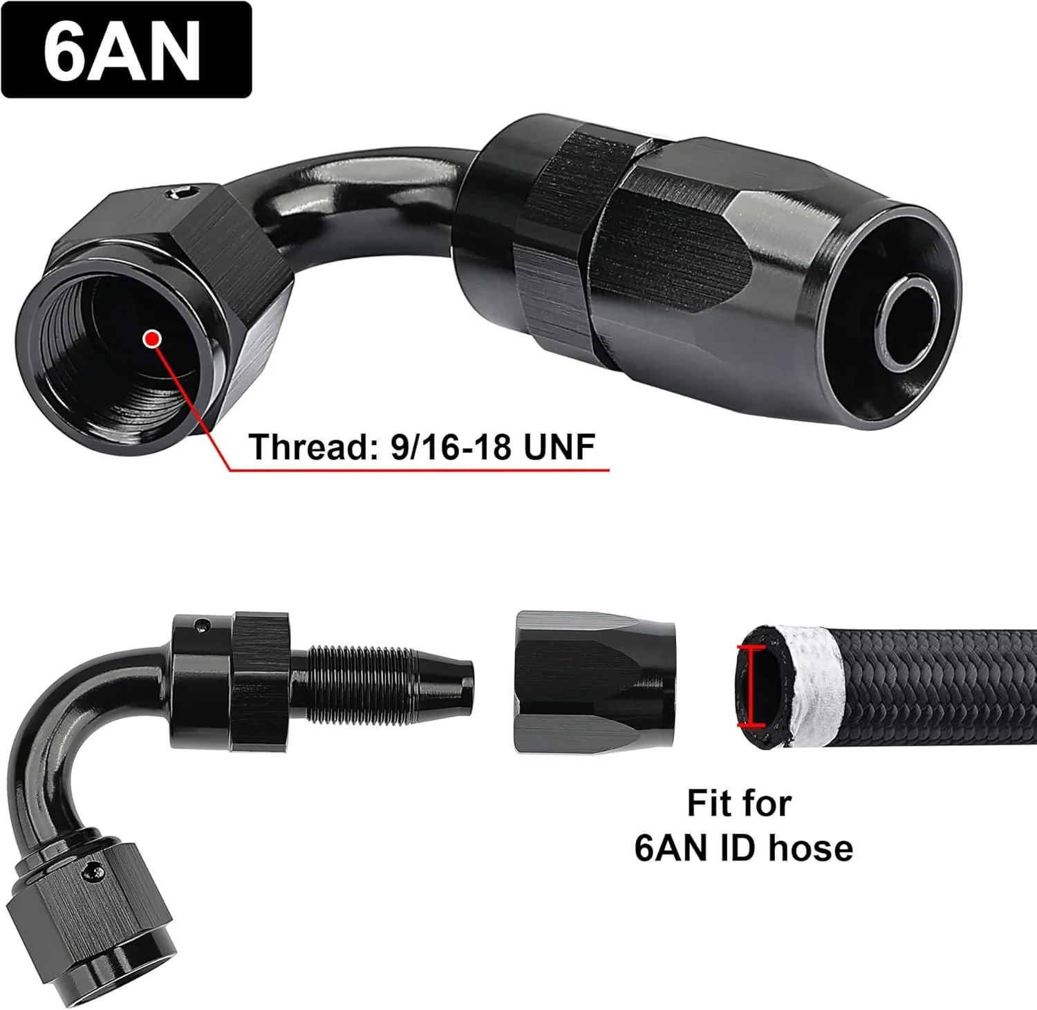 EVIL ENERGY AN Hose End Fitting Straight Swivel Aluminum Black (4/6/8/10/12/16/20AN) - Image 51