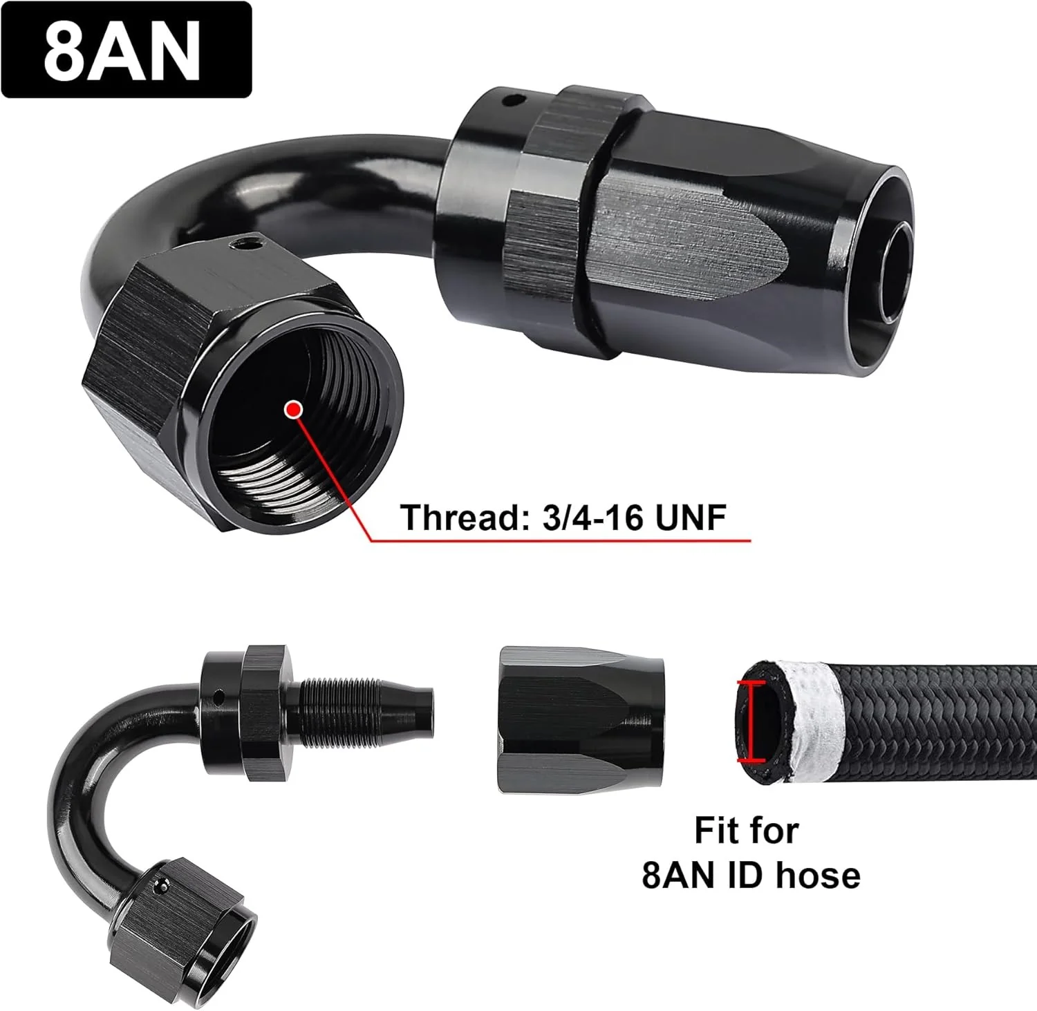 EVIL ENERGY AN Hose End Fitting Straight Swivel Aluminum Black (4/6/8/10/12/16/20AN) - Image 58