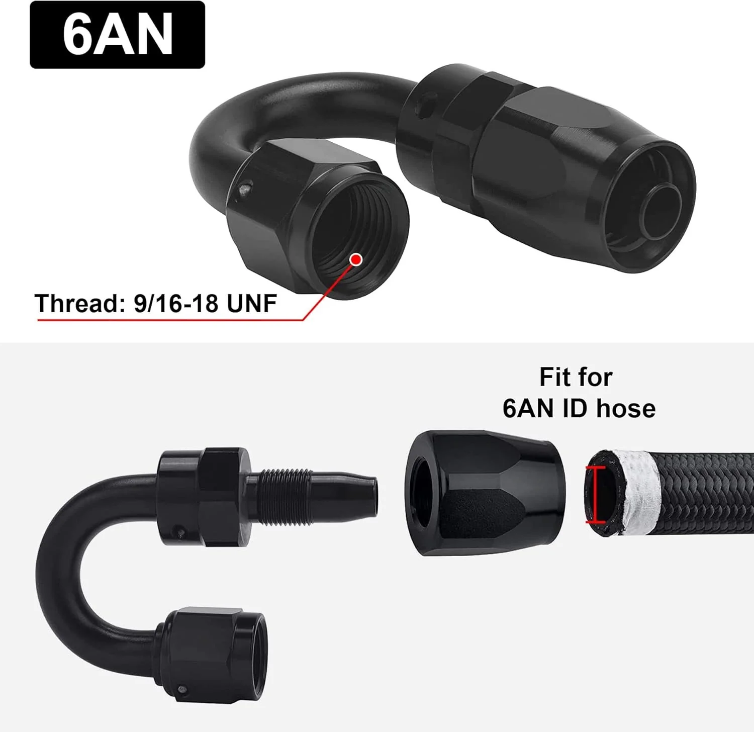 EVIL ENERGY AN Hose End Fitting Straight Swivel Aluminum Black (4/6/8/10/12/16/20AN) - Image 66