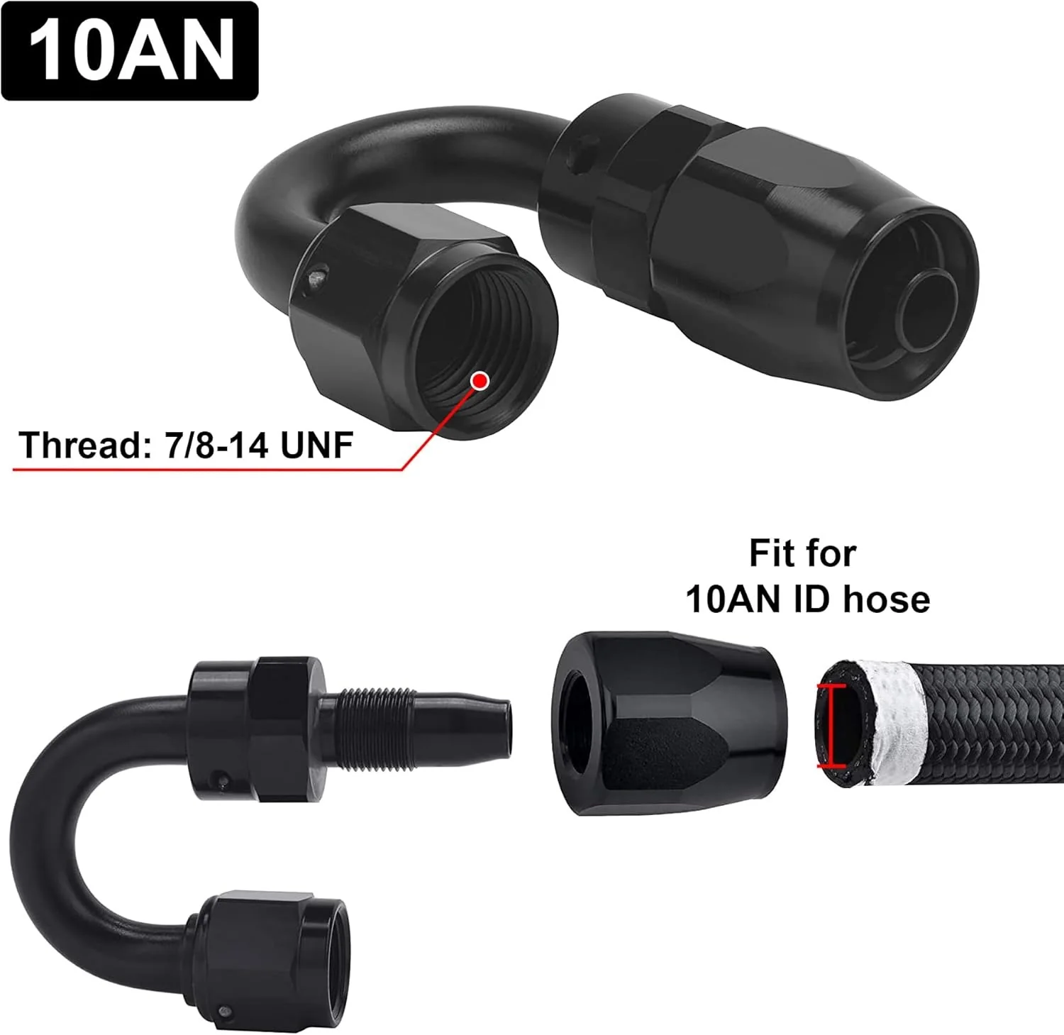 EVIL ENERGY AN Hose End Fitting Straight Swivel Aluminum Black (4/6/8/10/12/16/20AN) - Image 67