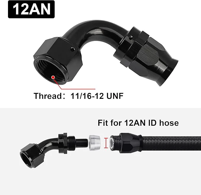 EVIL ENERGY PTFE Hose End Fitting 90 Degree Black for PTFE Hose Only (3/4/6/8/10AN ) - Image 8