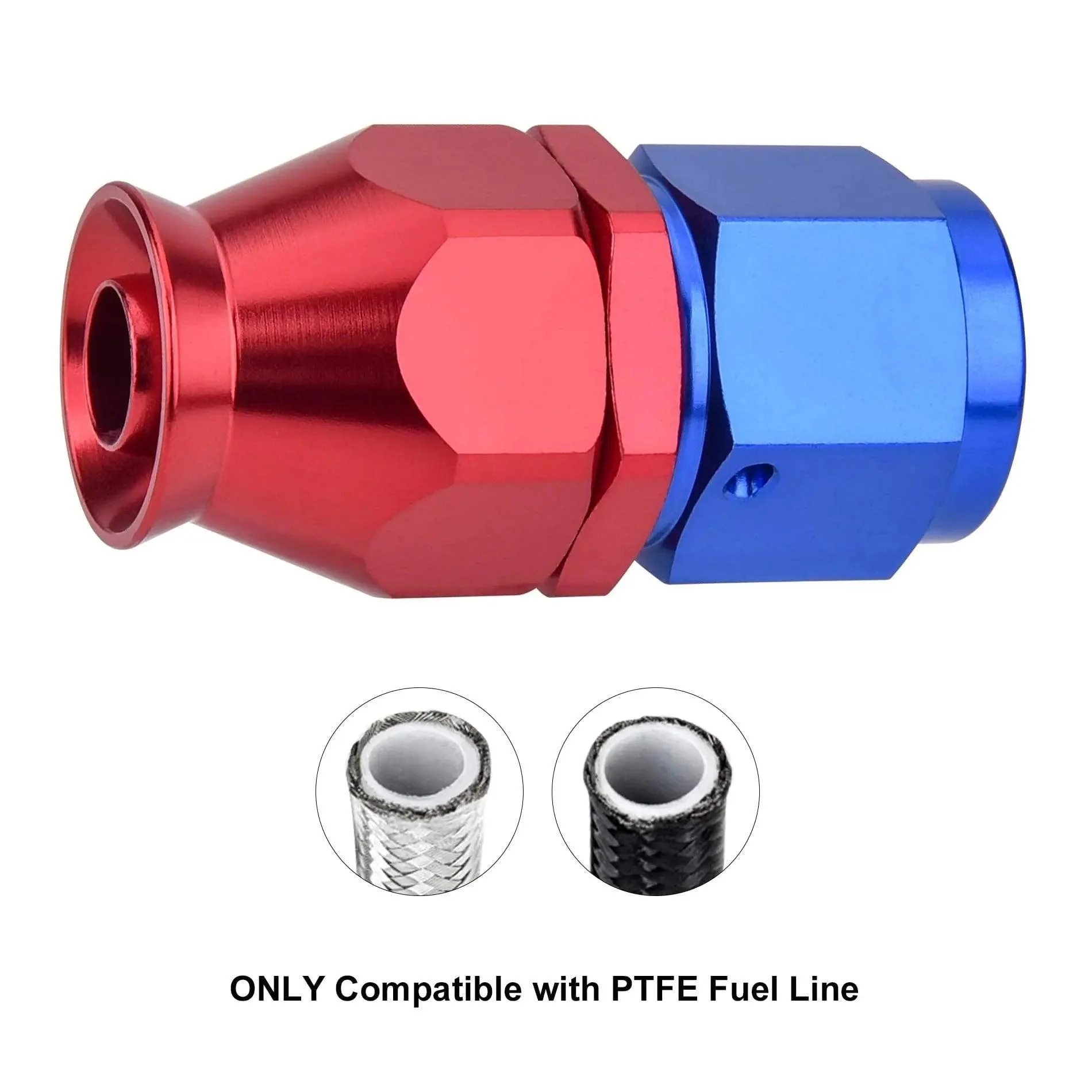 EVIL ENERGY Straight PTFE Hose End Only for PTFE E85 Fuel Line Fitting Adapter Blue&Red (6/8/10AN) - Image 3