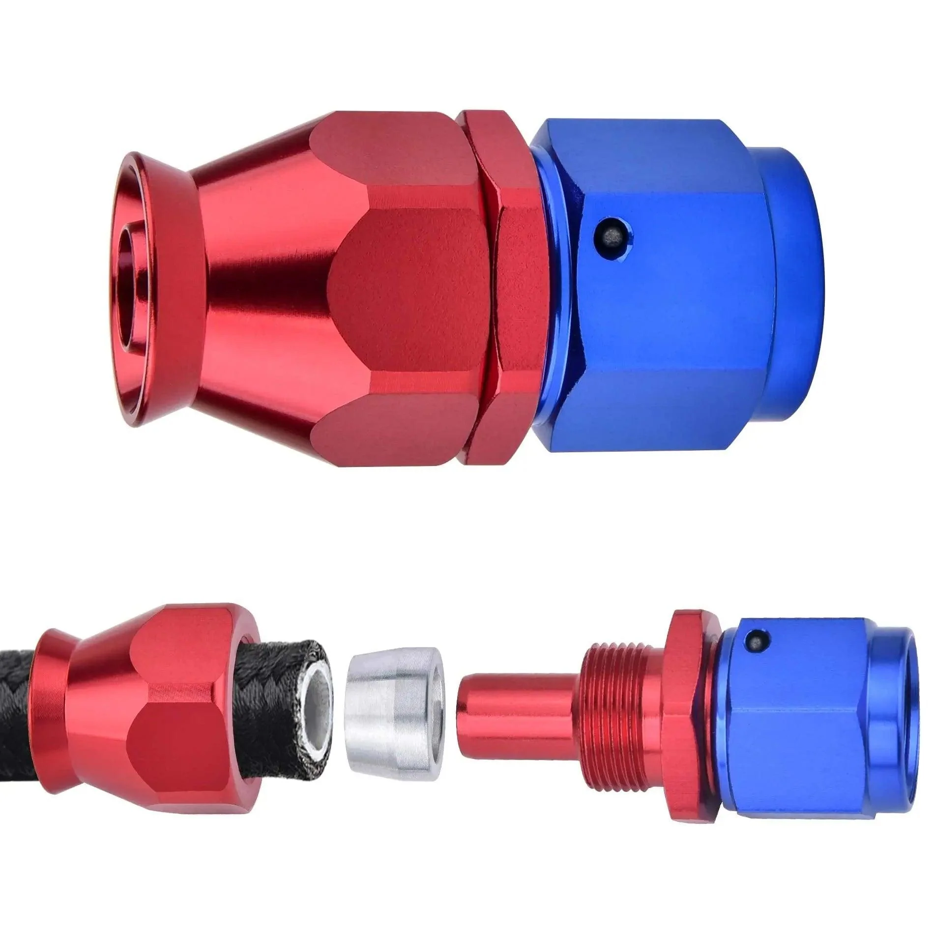 EVIL ENERGY Straight PTFE Hose End Only for PTFE E85 Fuel Line Fitting Adapter Blue&Red (6/8/10AN) - Image 5