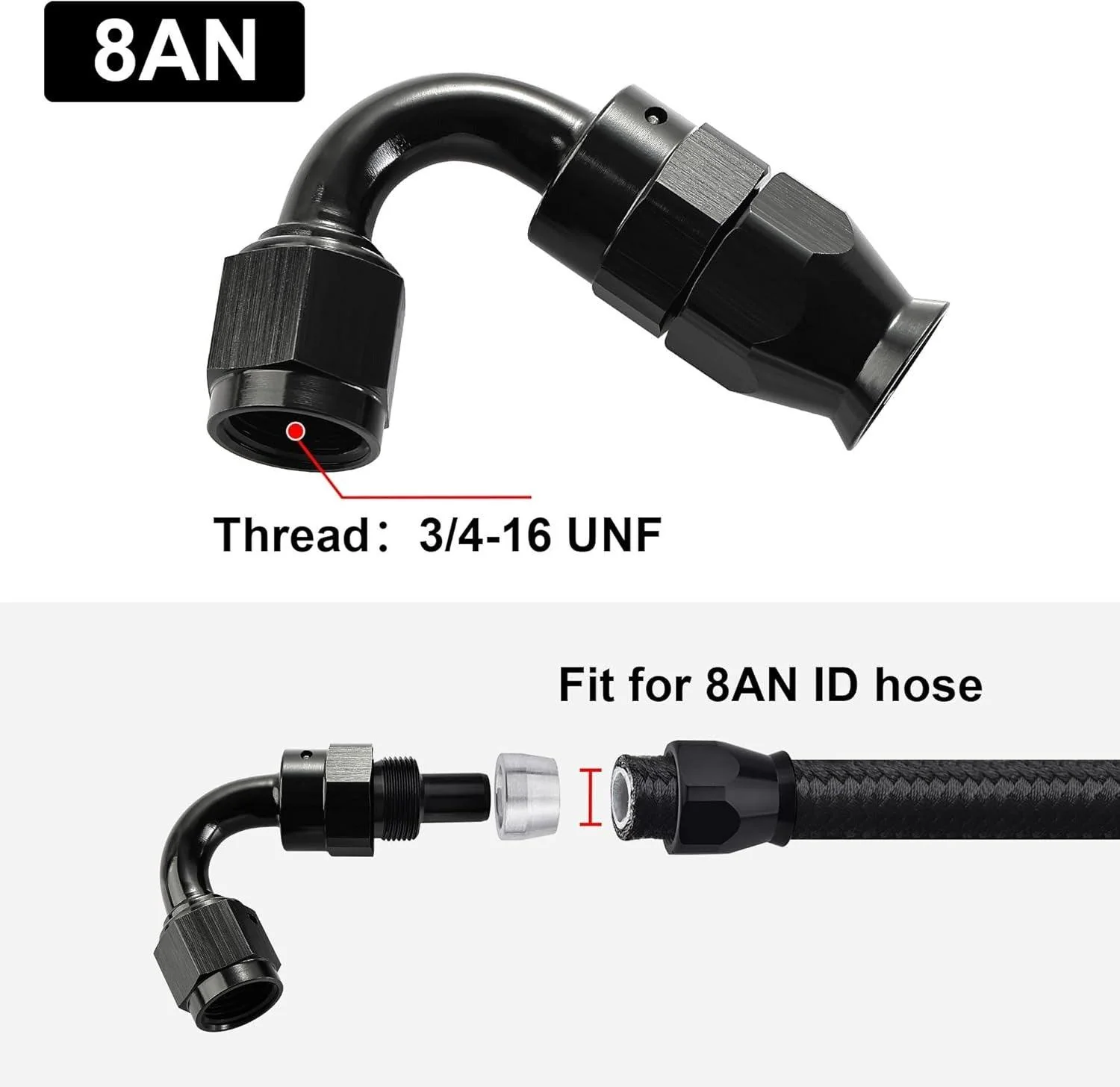 EVIL ENERGY PTFE Hose End Fitting for PTFE Hose Only (3/4/6/8/10/12AN) - Black - Image 56
