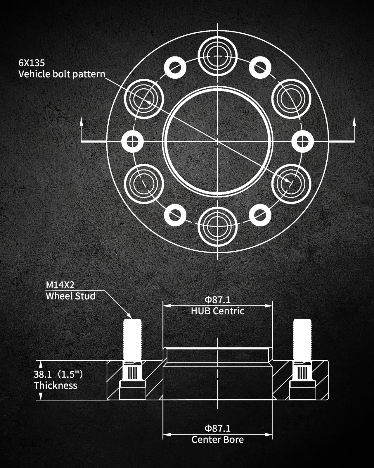 EVIL ENERGY Hubcentric Wheel Spacers 6X135 for Ford F150 2004-2014 – 4PCS (1.5/2 Inch） - Image 3