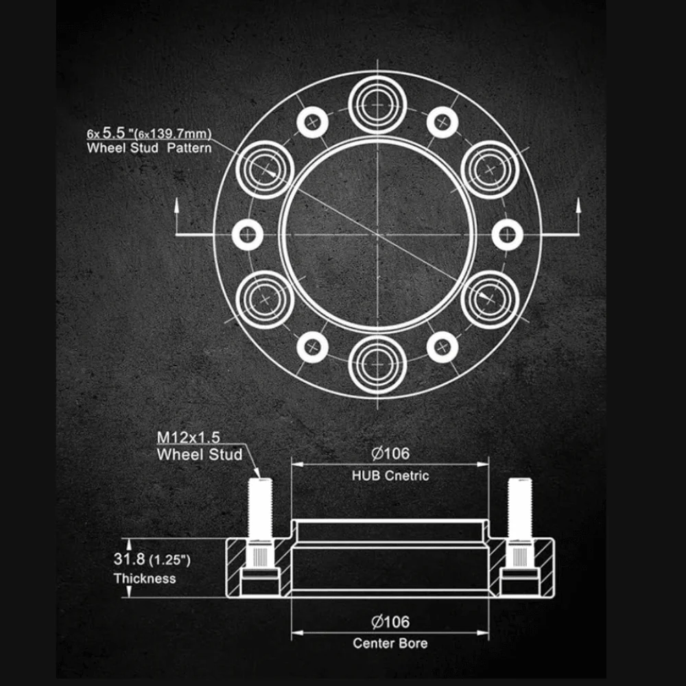 EVIL ENERGY Hubcentric Wheel Spacers 6X5.5 for Toyota & Lexus- 4PCS (1/1.25/1.5/2.0 Inch) - Image 3
